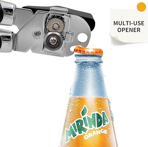 Miniatura 5 de Safring Abrelatas manual con imán, abrelatas de acero inoxidable de mano resistente, borde liso de hoja afilada, mango cómodo, abrelatas con