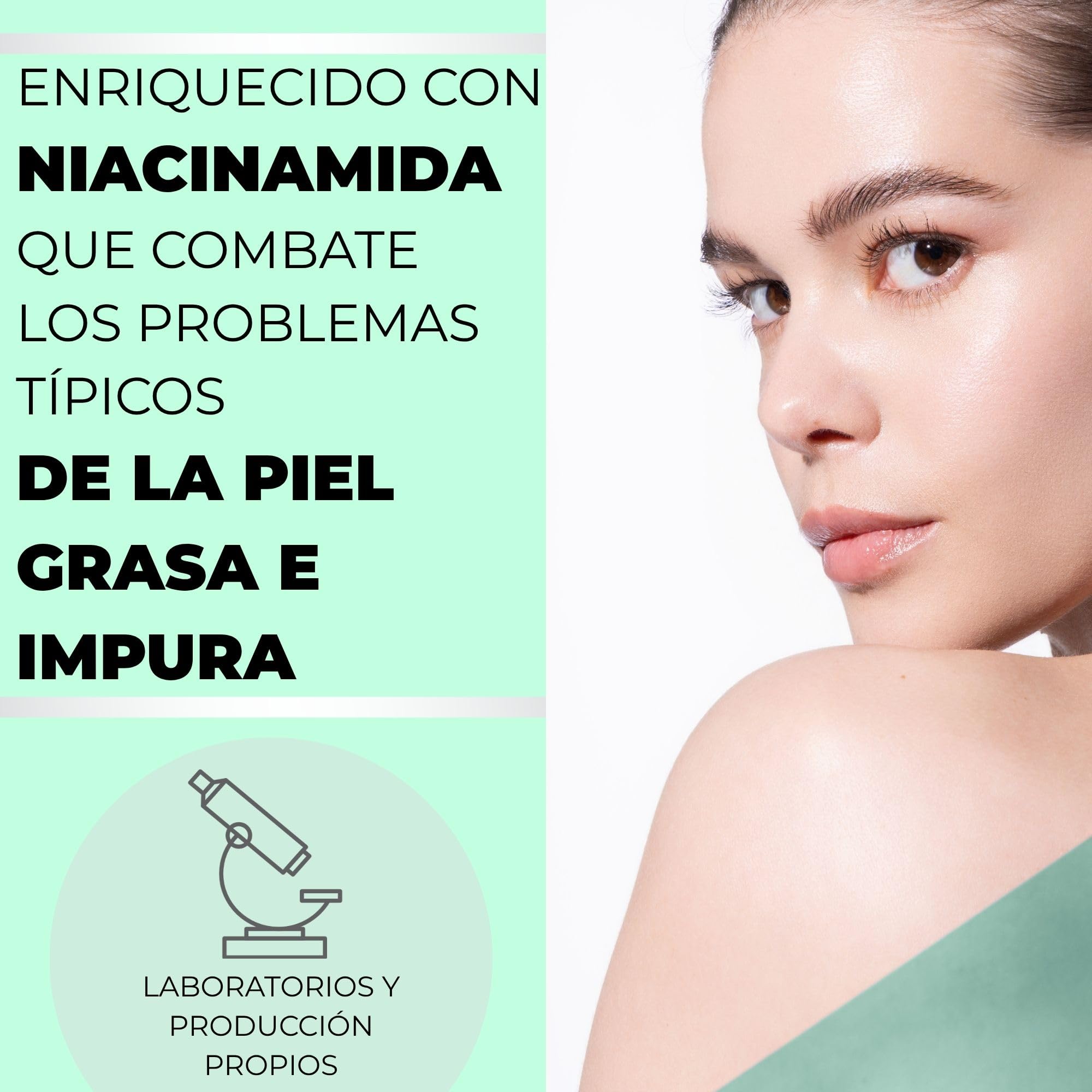 Afrodita Professional Niacinamida Gel limpiador para pieles grasas y mixtas, limpiador facial suave con ácido hialurónico, limpieza profunda de poros, 94% de origen natural, sin alcohol ni sulfatos