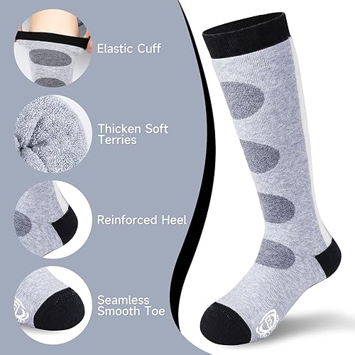 Miniatura 2 de Findway Calcetines de esquí para niños, lana merino (23 pares) calcetines de nieve OTC, cálidos para invierno, esquí, snowboard para niños y niñas