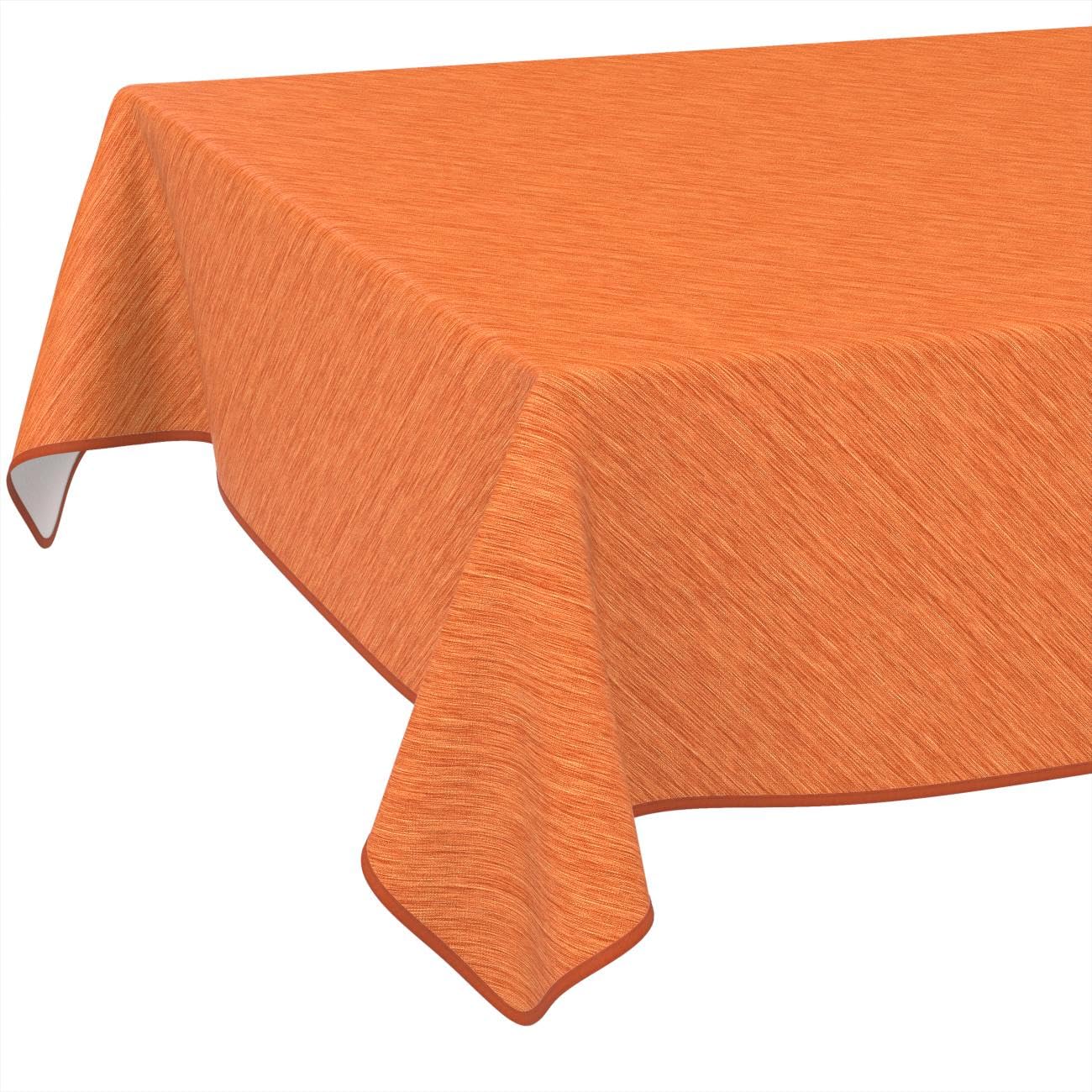 Washable Oilcloth Tablecloth Garden Tablecloth Linen Look Easy Care Water-Repellent 160 x 140 cm (Rectangular) Orange with Hem