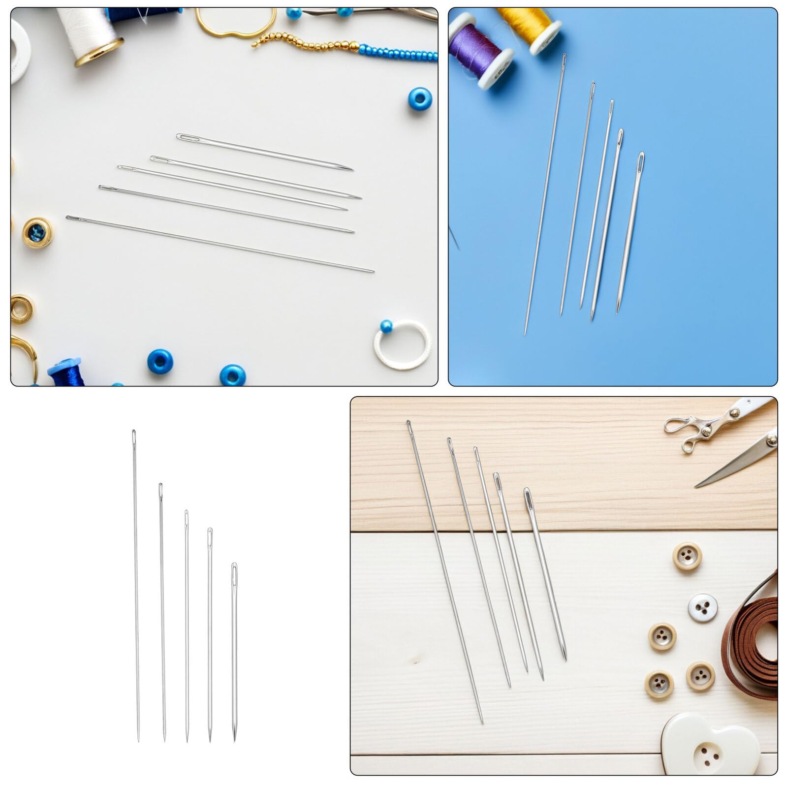 EPIGEIST 25piezas Agujas de Coser Mano Extra Largas y Gruesas Agujas de Bordar Ojo Grande y Amplio para Tejer Hilo Metálico y Coser Mantas Gruesas