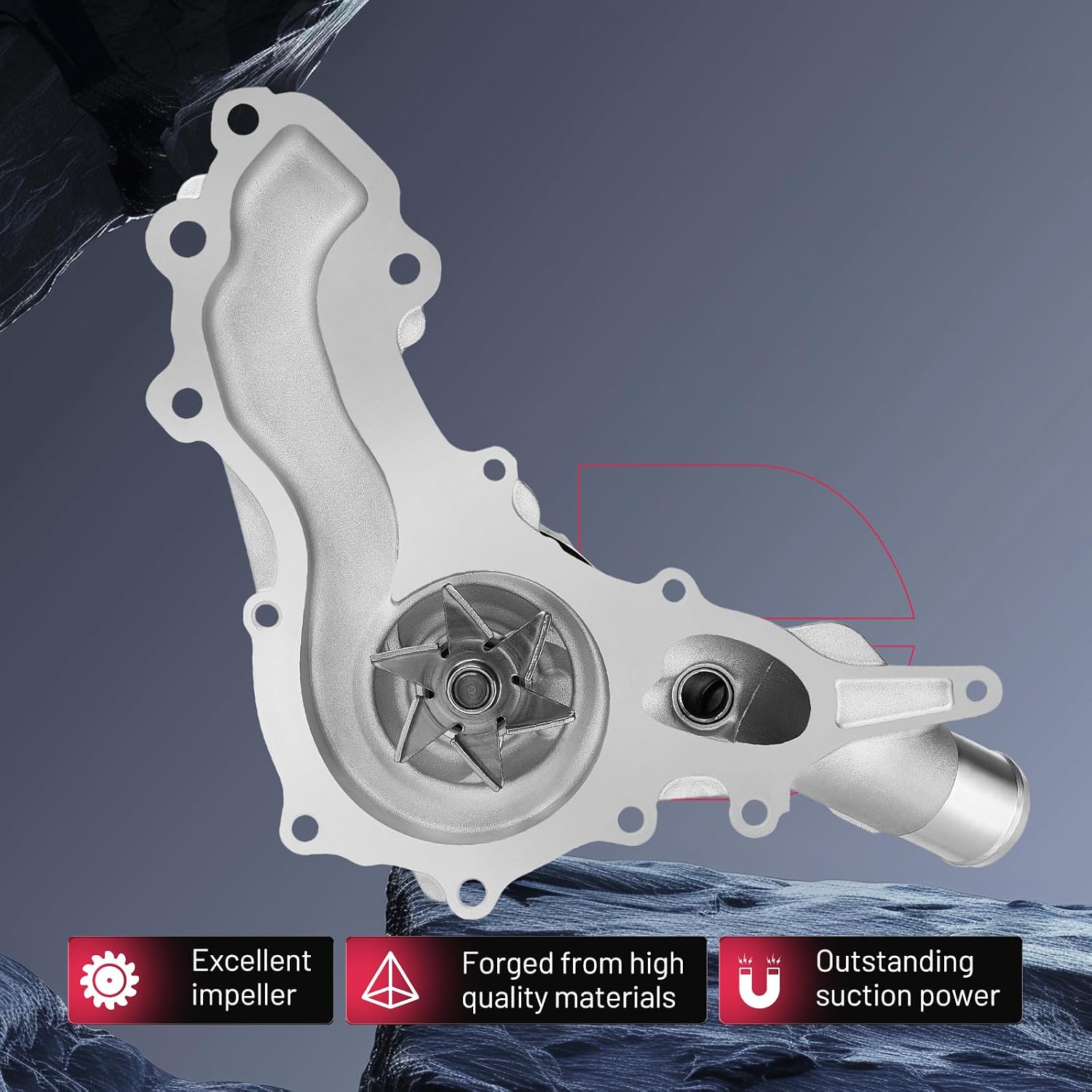 BDFHYK 68311108AA Automotive Water Pump Compatible with Dodge Durango 2016-2022, Compatible with Jeep Grand Cherokee 2016-2023, Grand Cherokee L 2021-2023, Replaces 68311108AE 68311108AE