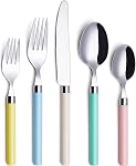 ANNOVA Silverware Set 20 Pieces Stainless Steel Color Handle with Rivet/Retro Flatware (Mix morandi, 20 Pieces)