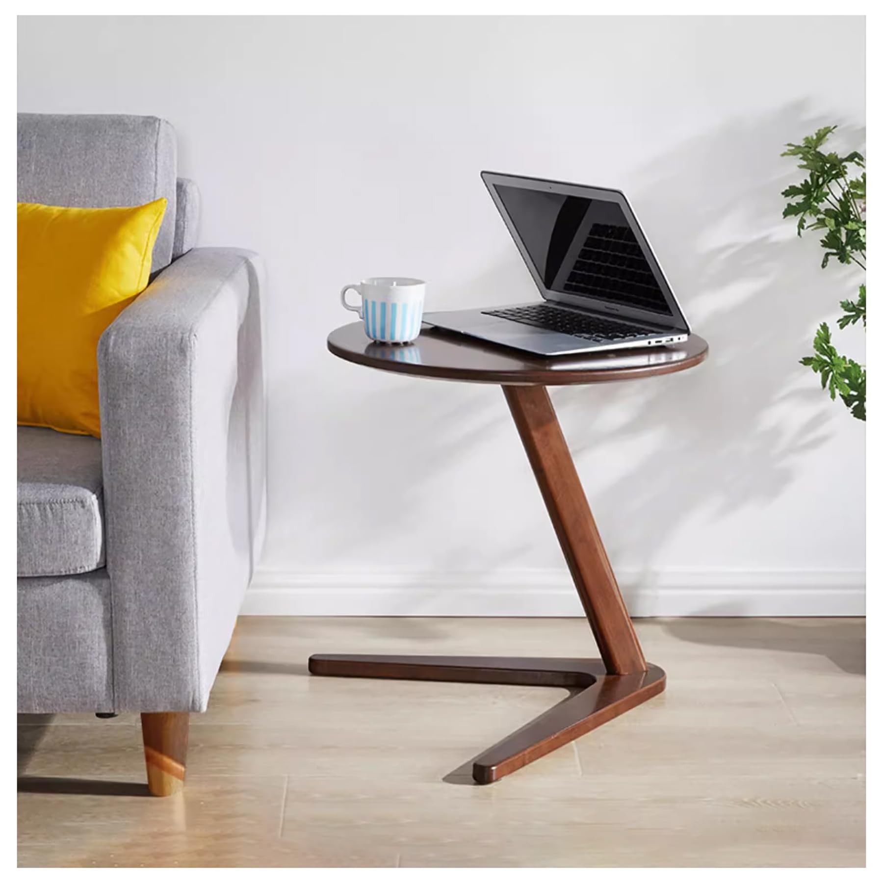 ZLGONRL Wooden End Tables Round Side Table Over The Couch Table C Shaped Side Table Couch Tables That Slide Under