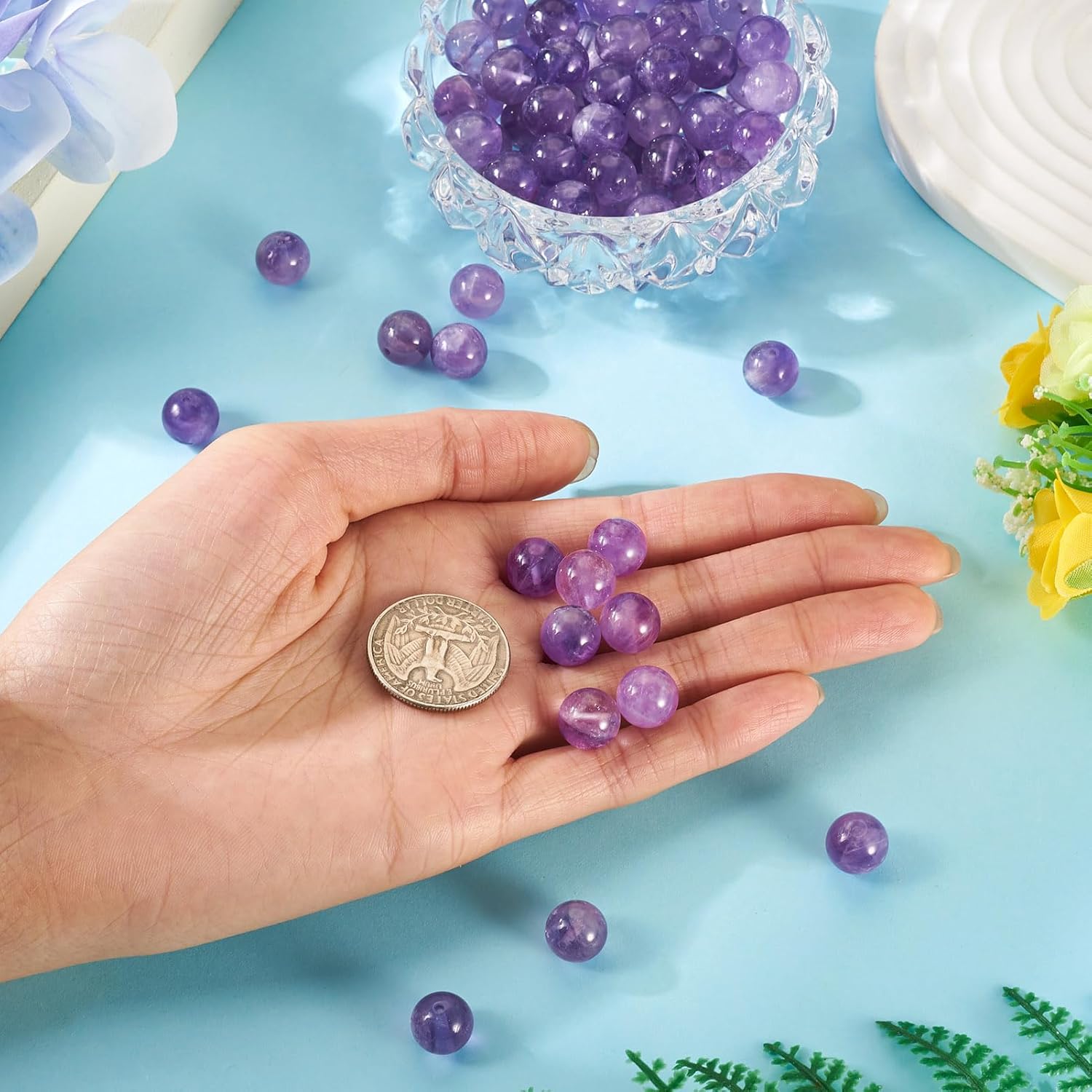 KISSITTY 80pcs Natural Amethyst Beads 10mm Round Gemstone Crystal Energy Healing Loose Spacer Beads for DIY Jewelry Bracelets Necklaces Earrings Craft Making - Image 5