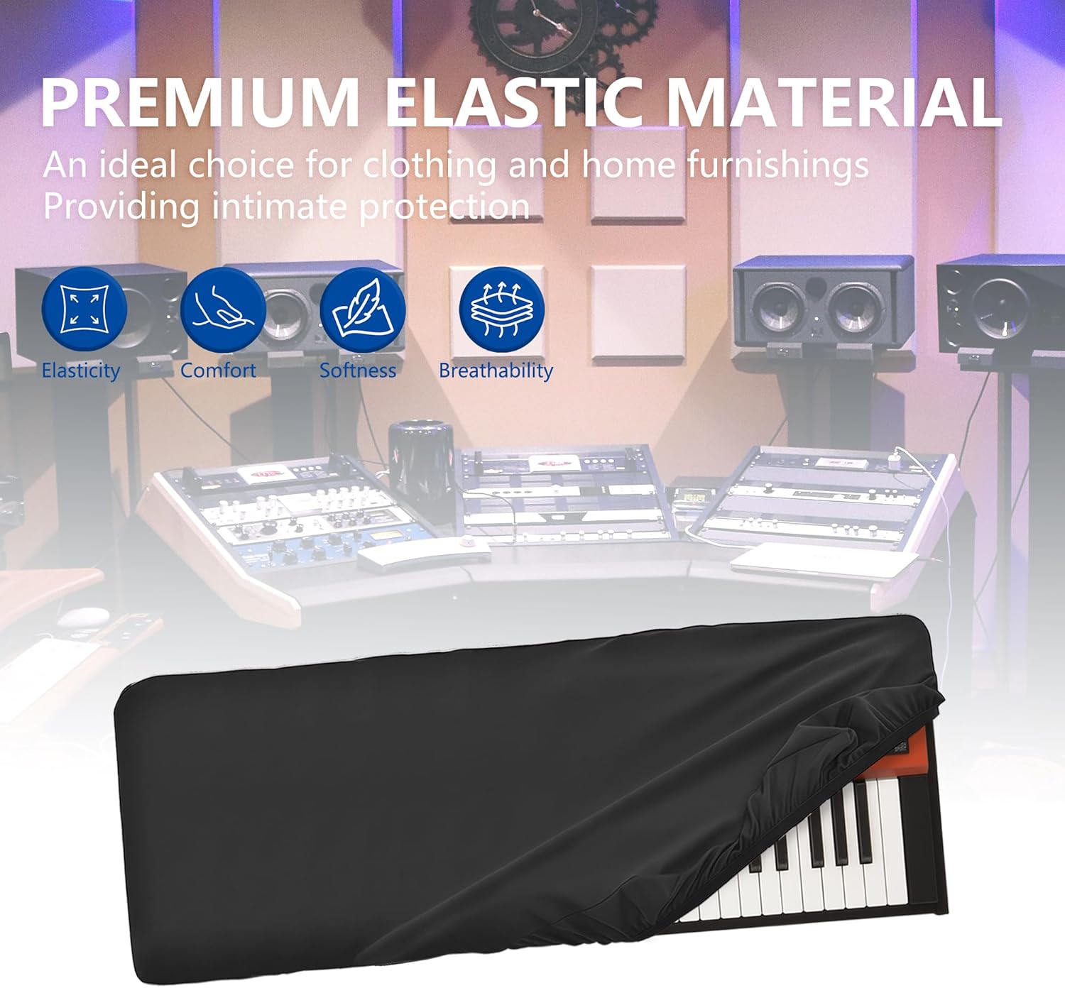 Musiin 61 keys piano keyboard dust cover, compatible with Yamaha MODX6 61, MODX M6,YPT-280, YPT-270, PSR-E273, PSR-E360 keyboard, Premium Chinlon Anti-scratch and dustproof, Soft Touch & Fitted design