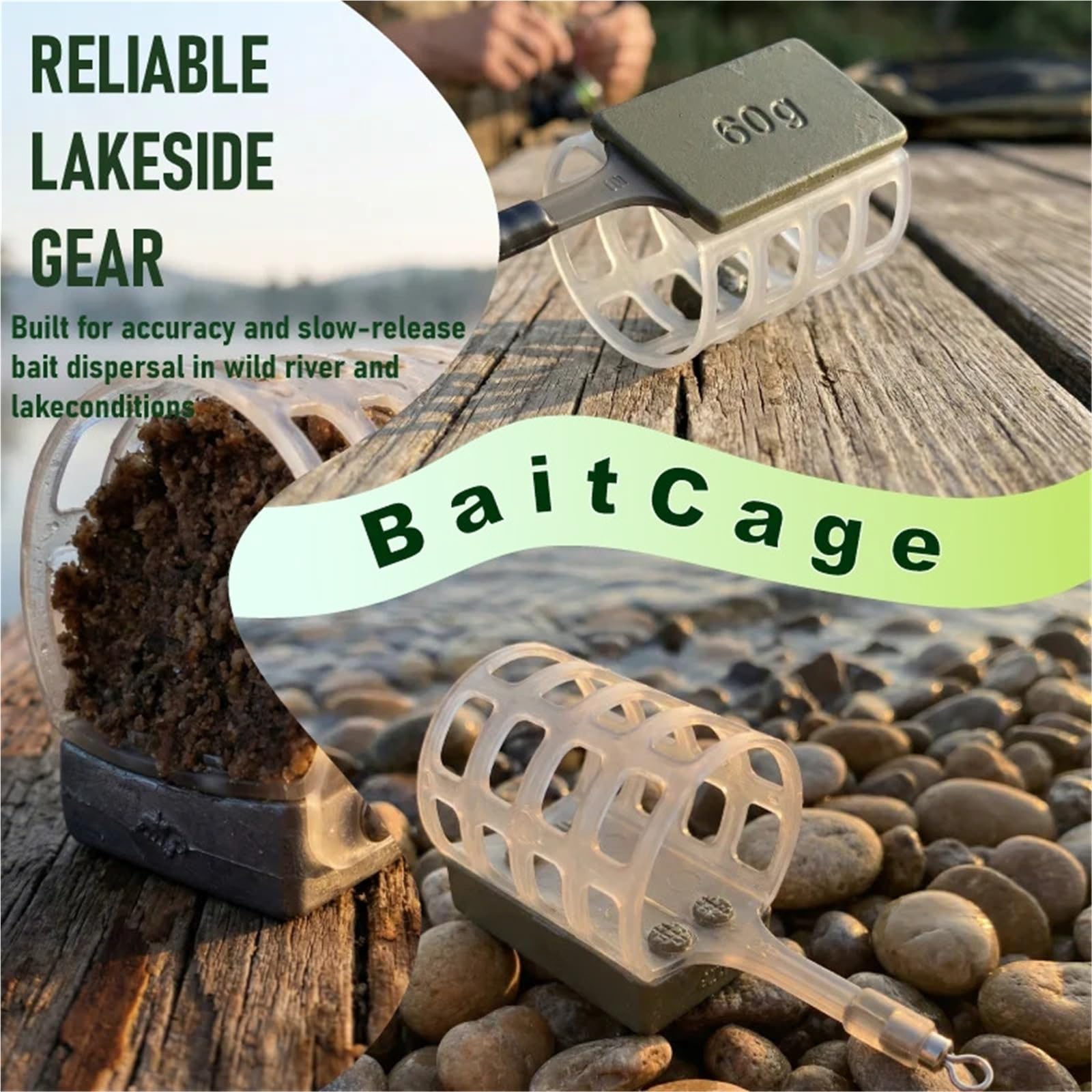 Lot de 3 mangeoires pour pêche à la carpe 20-60 g