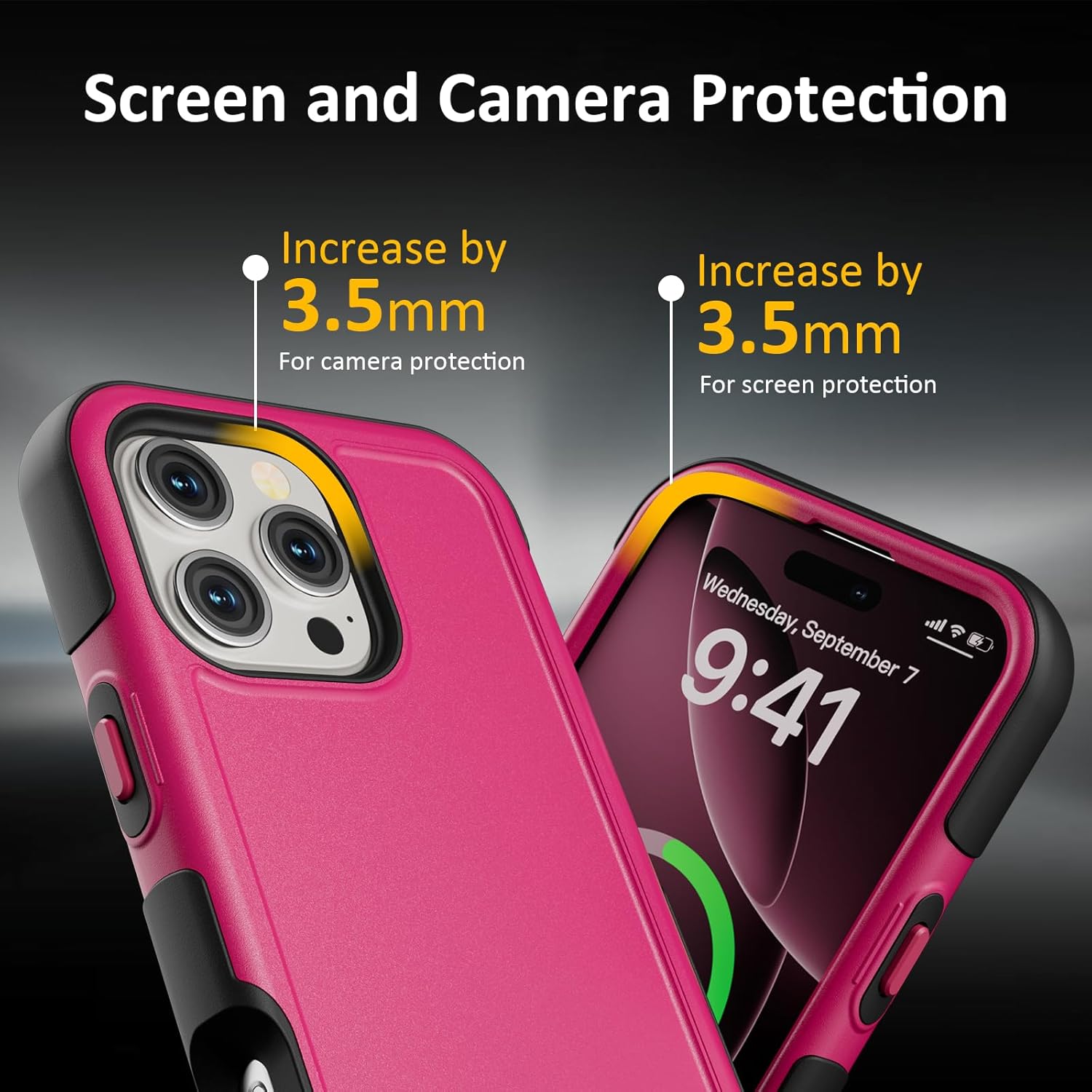 for iPhone 16 Pro Case, Compatible with MagSafe, Heavy Duty Shockproof Protective Phone Case, Anti-Drop Protection, Dual Layer Magnetic Phone Cover for iPhone 16 Pro, 6.3", Hot Pink - Image 6