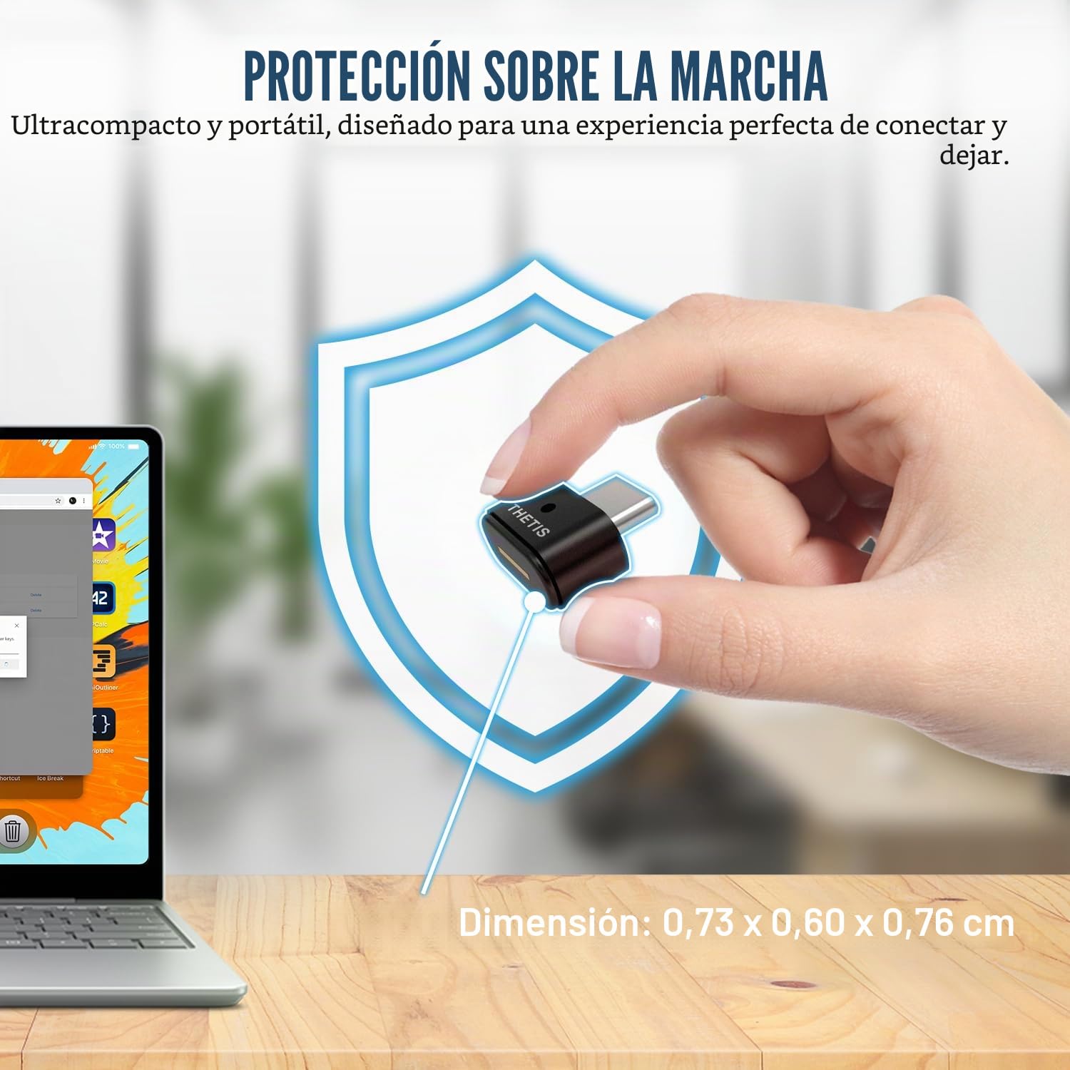 Thetis Nano-C FIDO2 - Dispositivo de Llave de Seguridad con USB Tipo C, TOTP/HOTP, FIDO2.0 autenticación de Dos factores 2FA MFA, Funciona con Windows/Mac/iOS/Android/Linux/Gmail/Facebook/GitHub