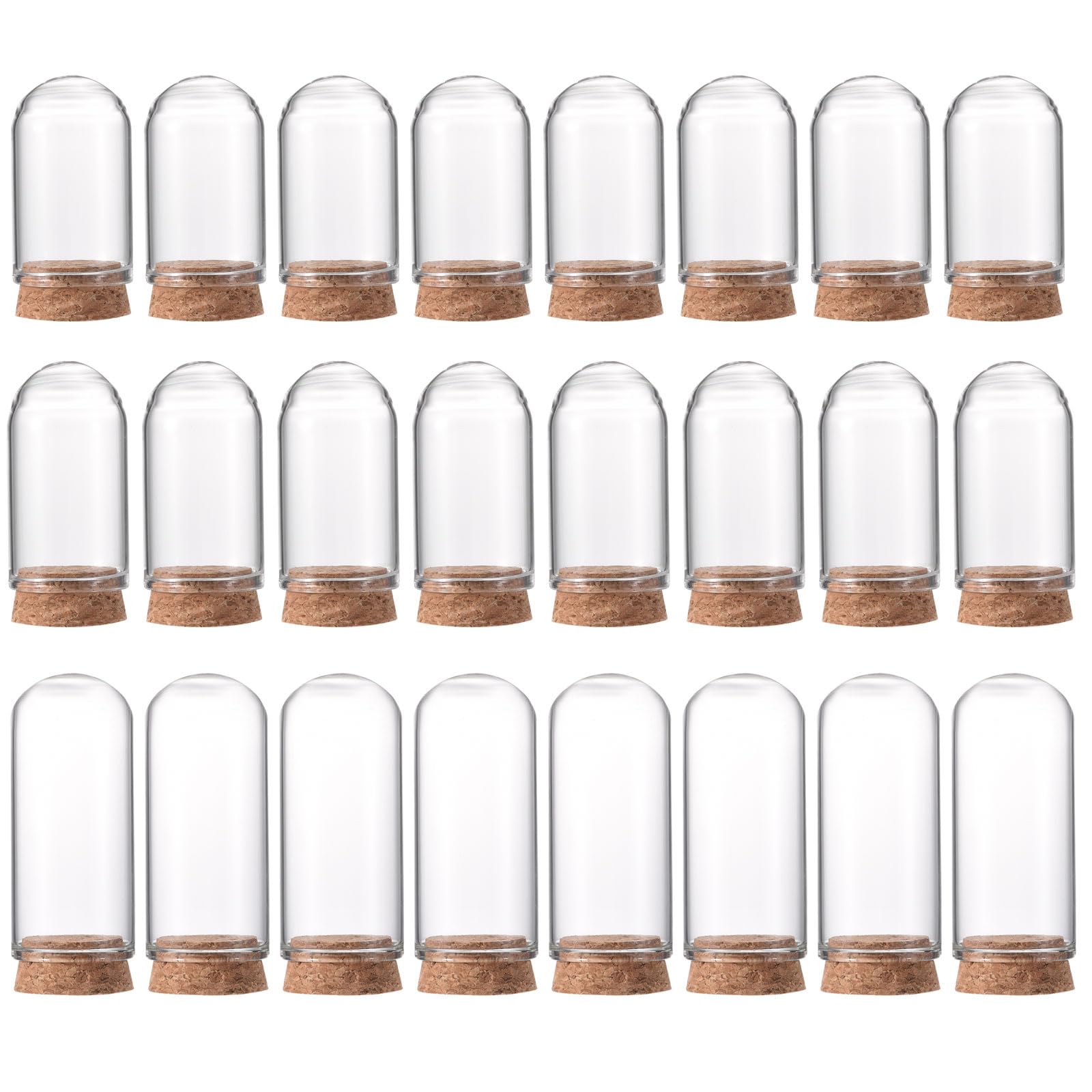 PATIKIL Clear Cloche Glass Dome, 24 Pack Glass Bell Jar Display Case Tabletop Centerpiece with Cork Base for LED Light Plants Home Decor 1.57x1.18inch