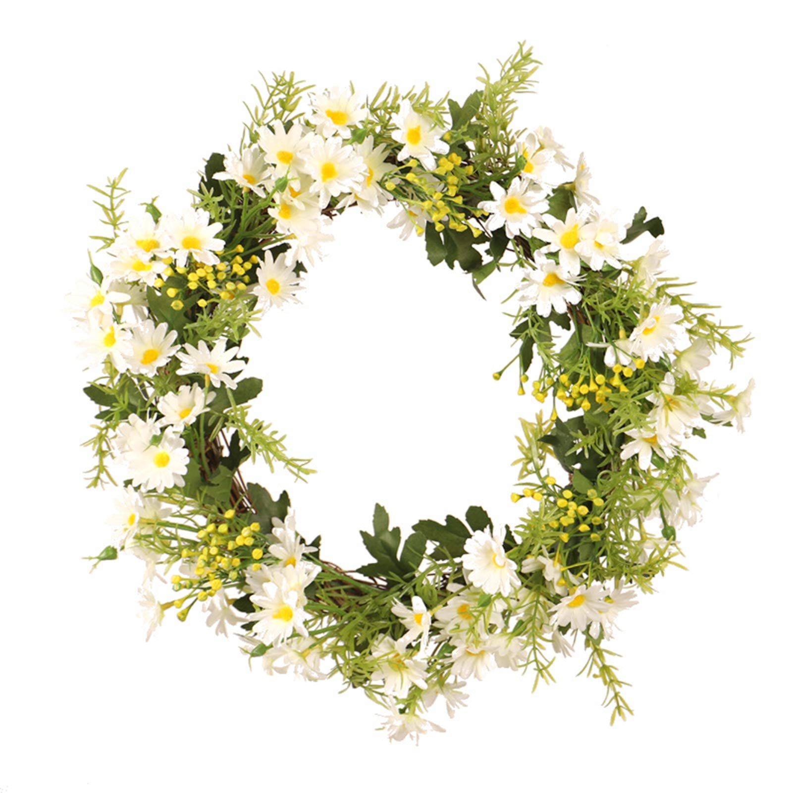 LIU- Künstliche Weiße Daisy Kranz Lebendig Frühling Sommer Front Tür Kranz Für Home Bauernhaus Indoor Und Outdoor Urlaub Party Dekoration