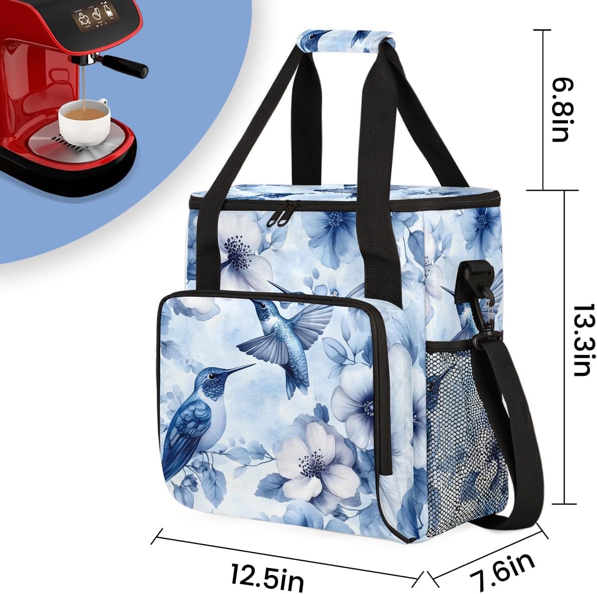 Coffee Maker Carrying Bag With Shoulder Strap Single Coffee Machine Bag Travel Storage Bag for Men Women Bird