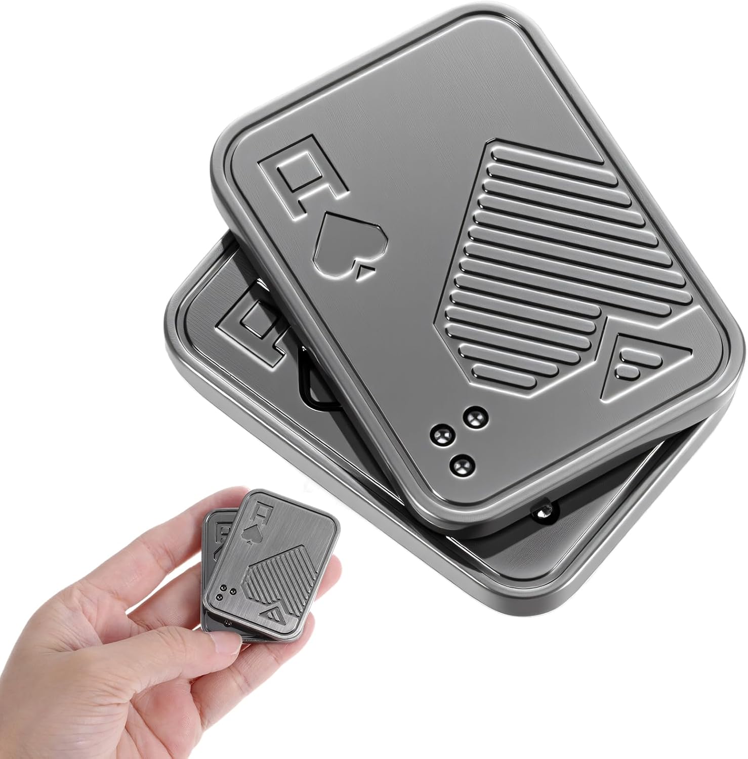 Sibba Fidget Slider Metal Poker Push Card Fidget for Adults Stress Relief Anxiety ADHD Autism Sensory Silver Poker A Push Card Gift Cool Desk Office EDC Gadgets for Men