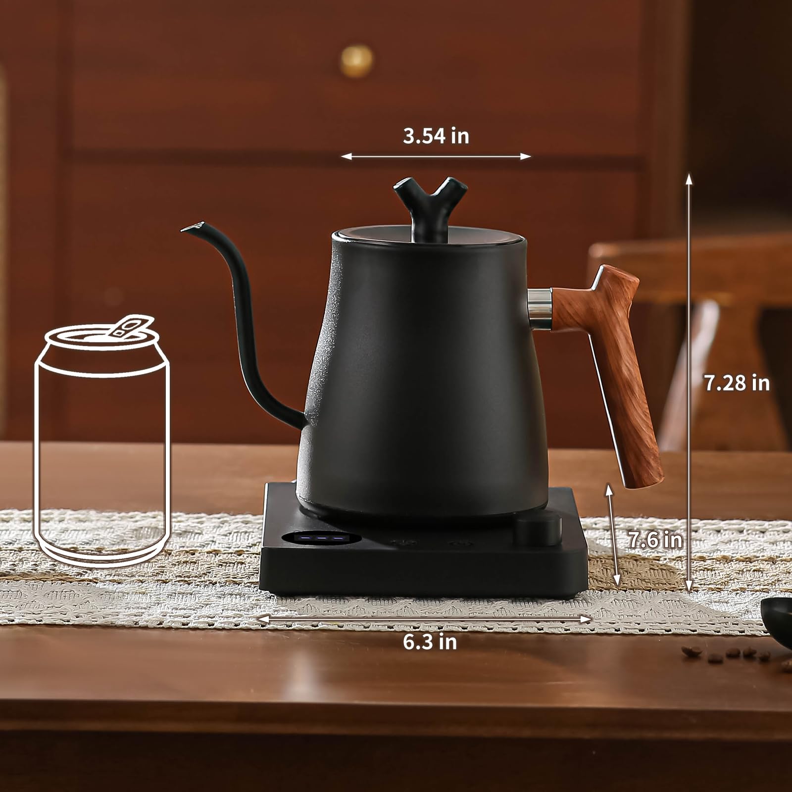 MOUTIUS Water Kettle Electric,Gooseneck Electric Kettle with 50pcs Coffee Filter,±1? Temperature Control, Fast Heating, Stainless Steel Interior, Ideal for Precise Pour-Over Coffee and Tea