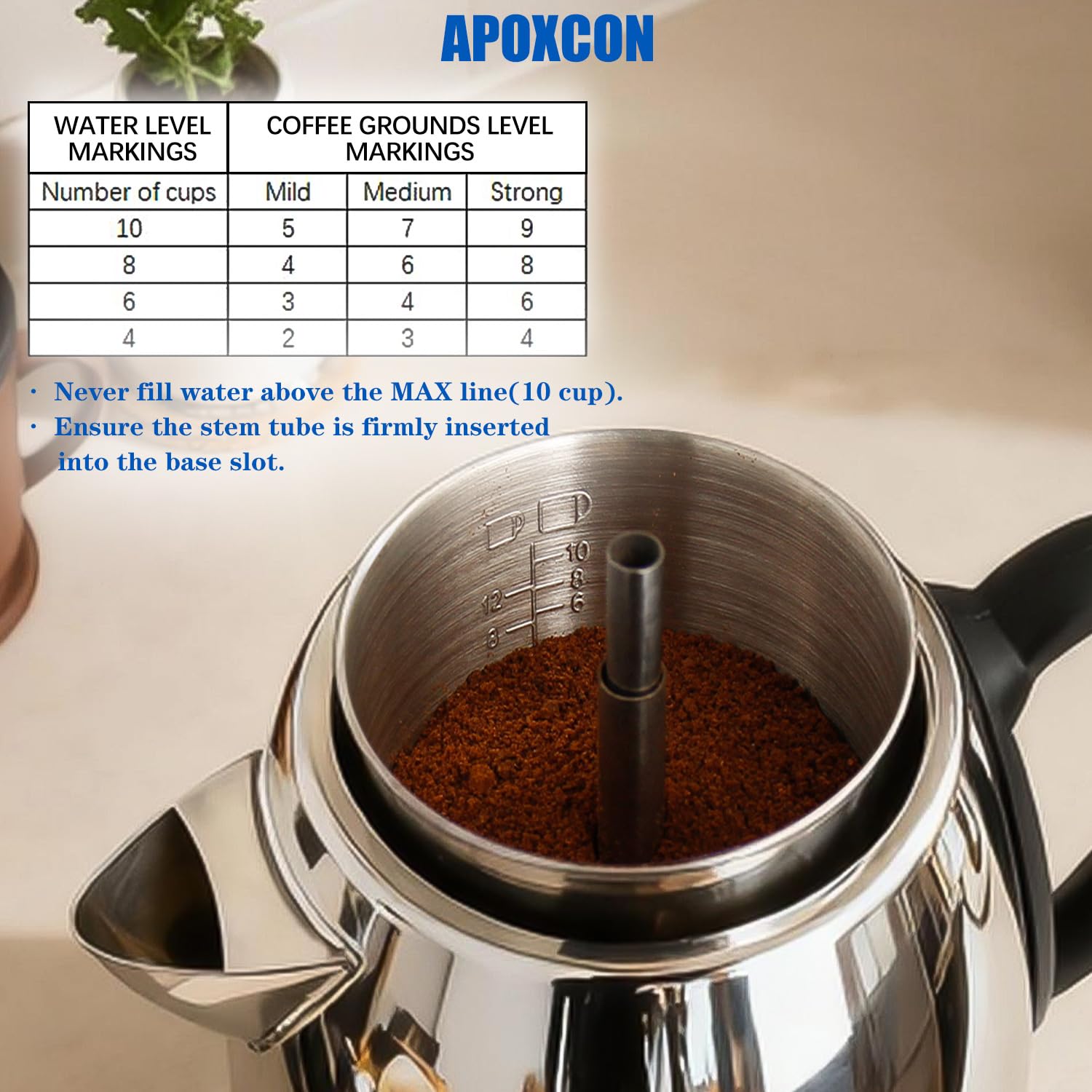 APOXCON Stainless Steel Coffee Maker - Keep Warm & Easy Pour -9