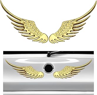 2PCS Angel Wings Car Stickers, 3D Alloy Metal Angel Hawk Eagle Wings Emblem Badge Decal, Anti-Collision Auto Body Logo Sticker, Universal Vehicle Exterior Decor Accessories (Golden)