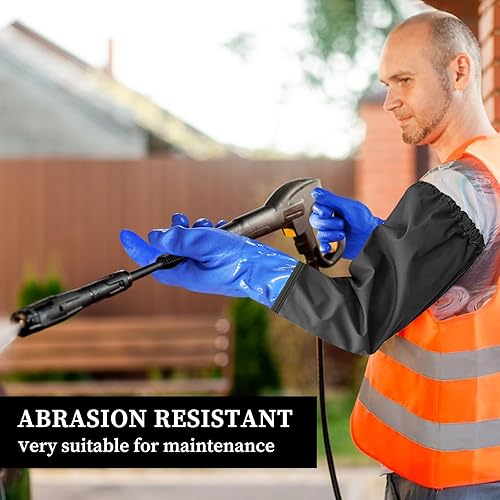 Miniatura 6 de Guantes de nitrilo resistentes a los químicos, guantes largos de goma resistentes para limpieza, adecuados para mujeres y hombres