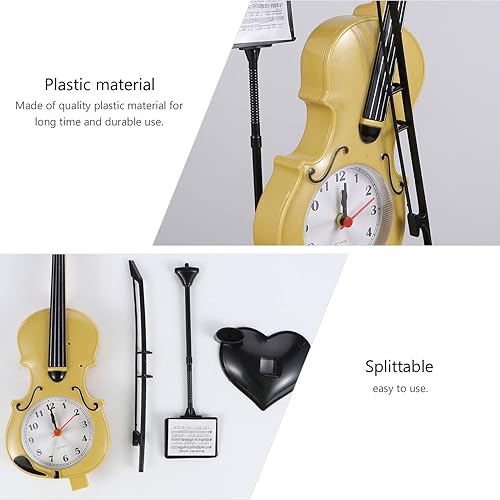 Miniatura 5 de BESPORTBLE Reloj despertador de violín, creativo digital, reloj de escritorio, reloj de noche, modelo de violín, figura de adorno para niños,