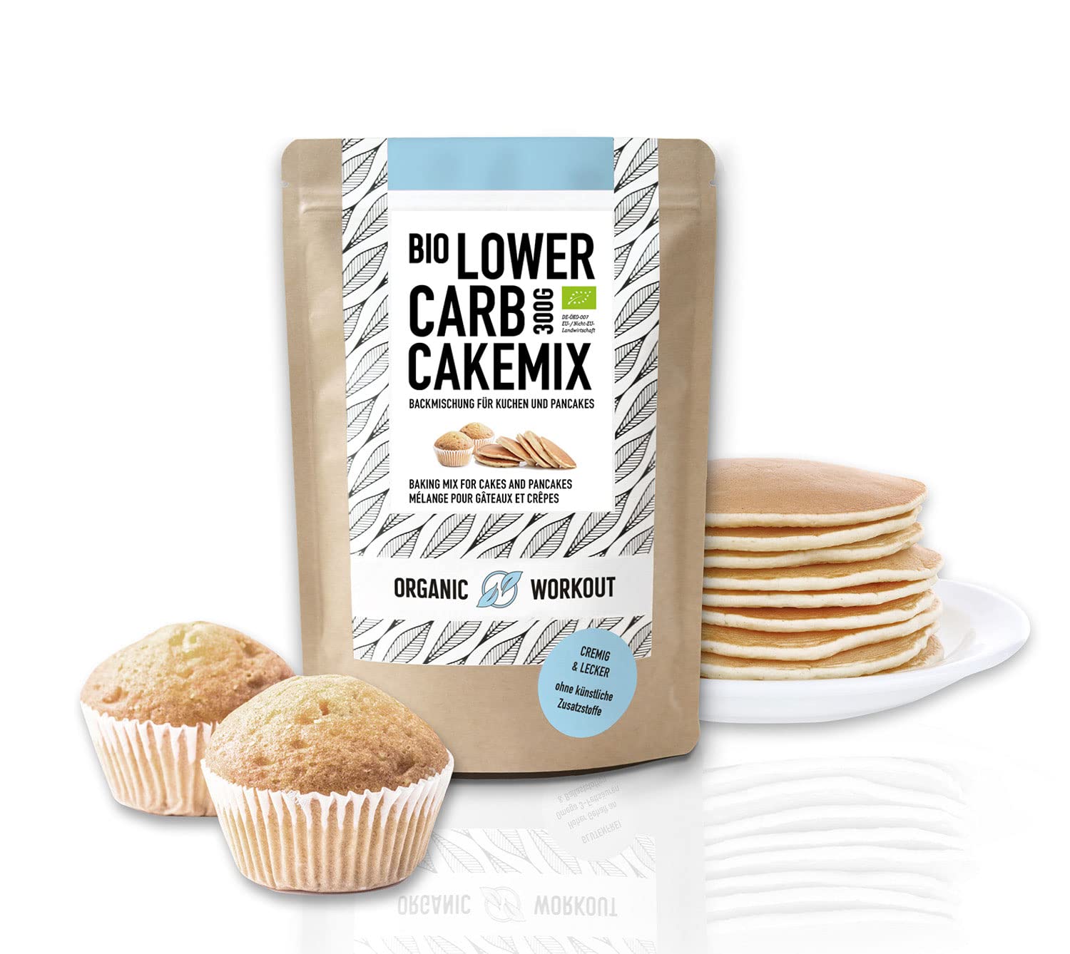 LOWER-CARB VANILLE CAKE-MIX - bio, sans gluten, pour gâteaux, pancakes, mugcakes, avec beaucoup de protéines - sans céréales, riche en protéines, édulcoré à l'érythritol Organic Workout