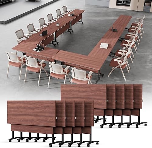 10PCS Spliceable Conference Table with Wheels 55.1", Folding Conference Room Tab