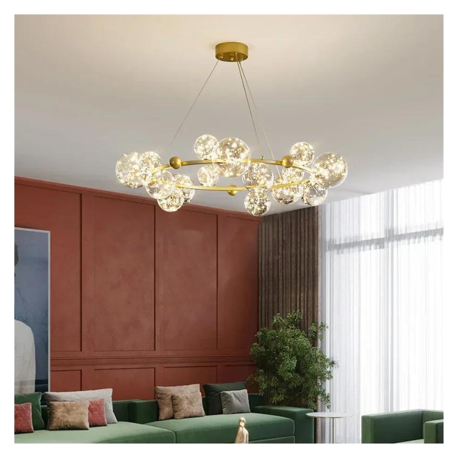 Lampadario Nordico per Soggiorno, Pieno di Stelle, Lampada da Ristorante, Rete Moderna, Anello di Celebrità, Fagioli magici, Lampada a Sospensione Creativa per Camera da Letto (Bianco Caldo,