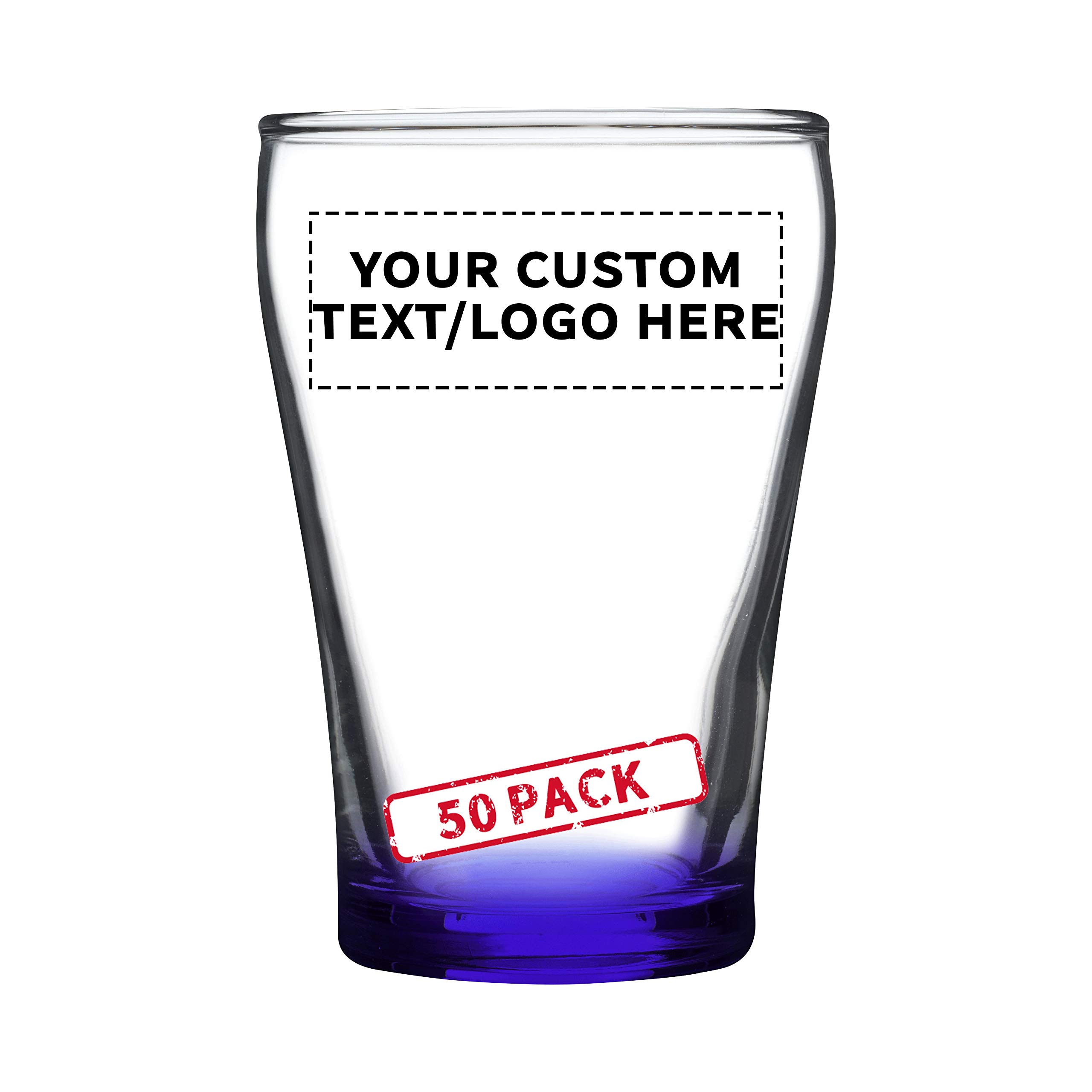 Custom Shot Glasses 5.5 oz. Set of 50, Personalized Bulk Pack - Sampler, Great for Wedding, Party, Birthday, Events - Purple