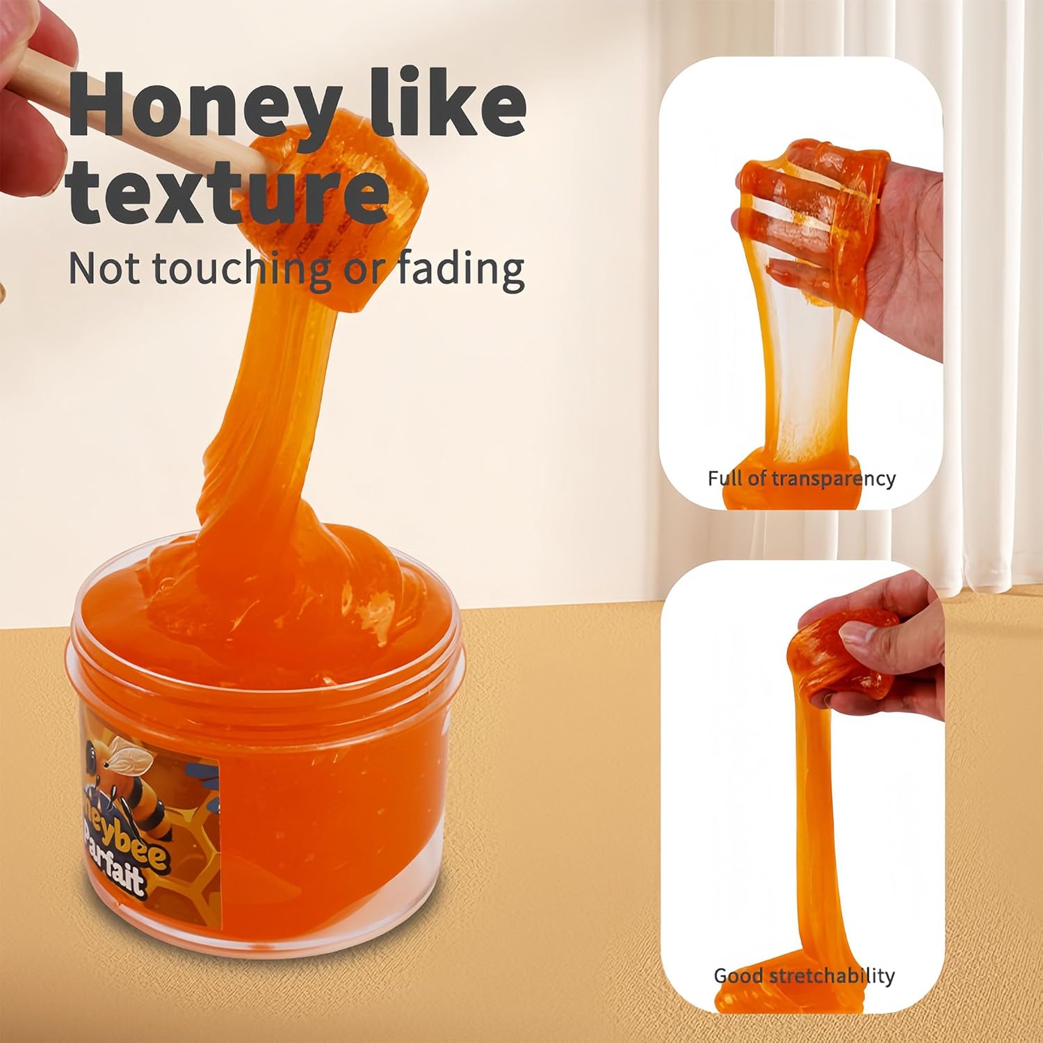 Honey Slime Kit - DIY Crunchy Slime with Jelly Cube Slime & Slime Clay, Non-Sticky Soft Butter Slime for Kids, Honeycomb Scented Sensory Toys, Birthday Gifts & Party Favors for Girls Boys