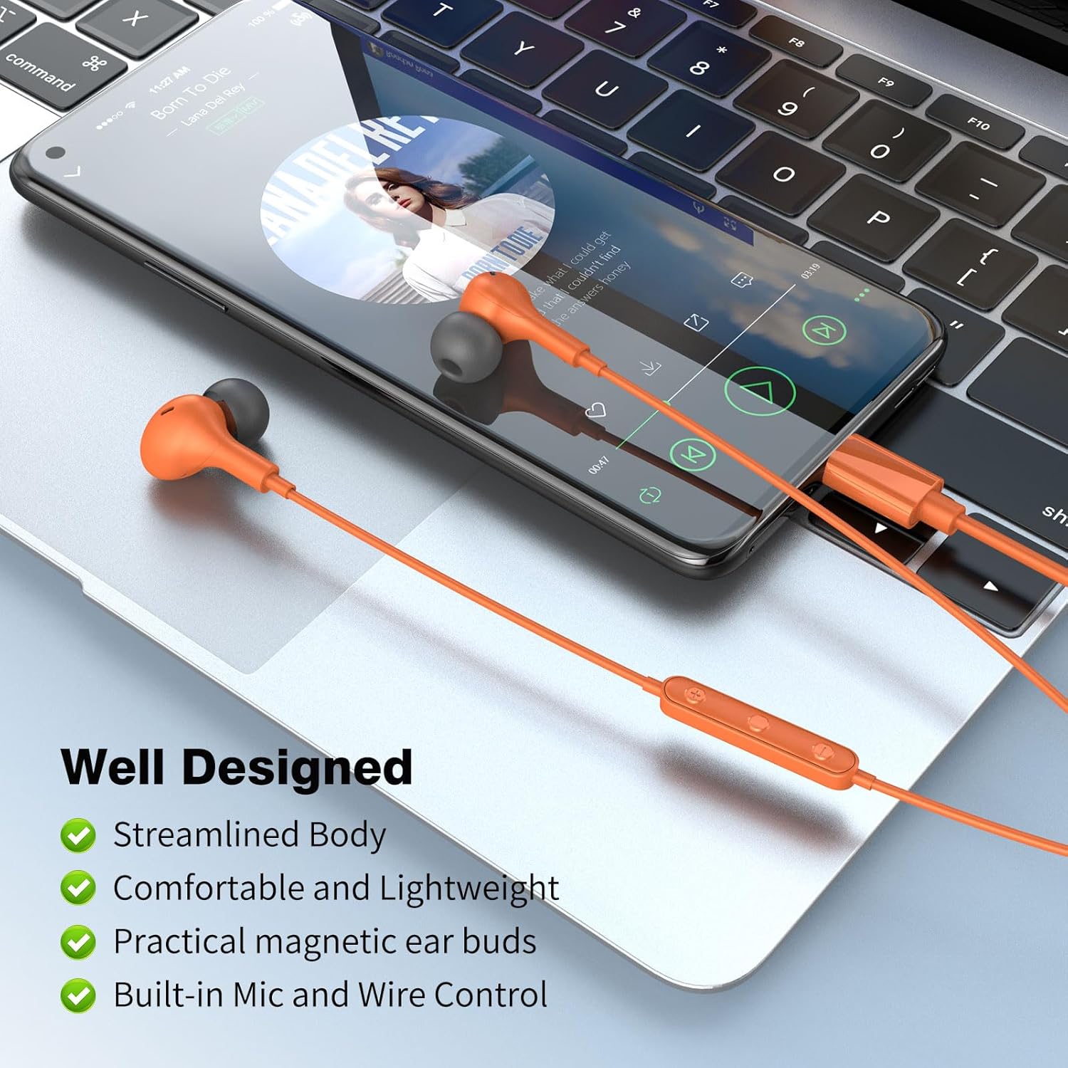 2 Pack USB C Headphones Wired Earbuds with Mic & Volume Control for iPhone 17 16 15 Pro Max, Magnetic Type C in-Ear Earphones HiFi Stereo for Samsung S26 S25 S24 S23/Pixel 10 9 8/Android, Orange