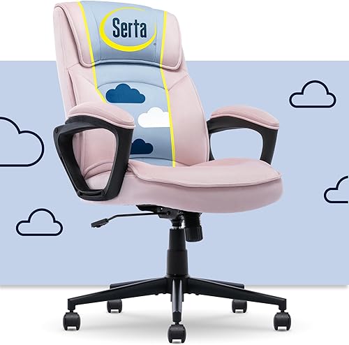 Miniatura 19 de Serta® Hannah Silla Ejecutiva para Oficina en Casa, Ergonómica con Respaldo Medio y Soporte Lumbar, Cojín de Asiento Firme, Almohadas de Cuerpo en