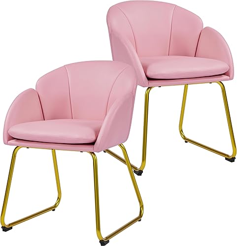 Miniatura 13 de Topeakmart Silla decorativa moderna, estilo floral, de terciopelo, con patas mentales doradas, para sala de estar, dormitorio, oficina en casa, 2