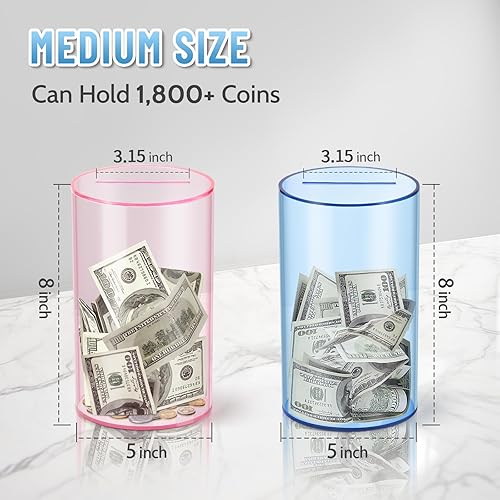 Miniatura 2 de hizgo Alcancía para adultos, alcancía transparente de acrílico para adultosniños, debe romperse para abrir, caja de ahorro no se puede abrir (tamaño