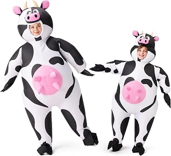 Spooktacular Creations Inflatable Cow Costume, Halloween Blow up Costume, Cow Inflatable Suit for Cosplay Party Festival