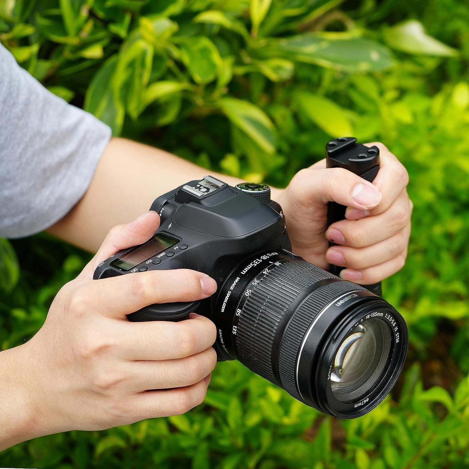 Hersmay Supporto universale per fotocamera con impugnatura laterale a mano, stabilizzatore con fotocamera svizzera Arca per fotocamera DSLR