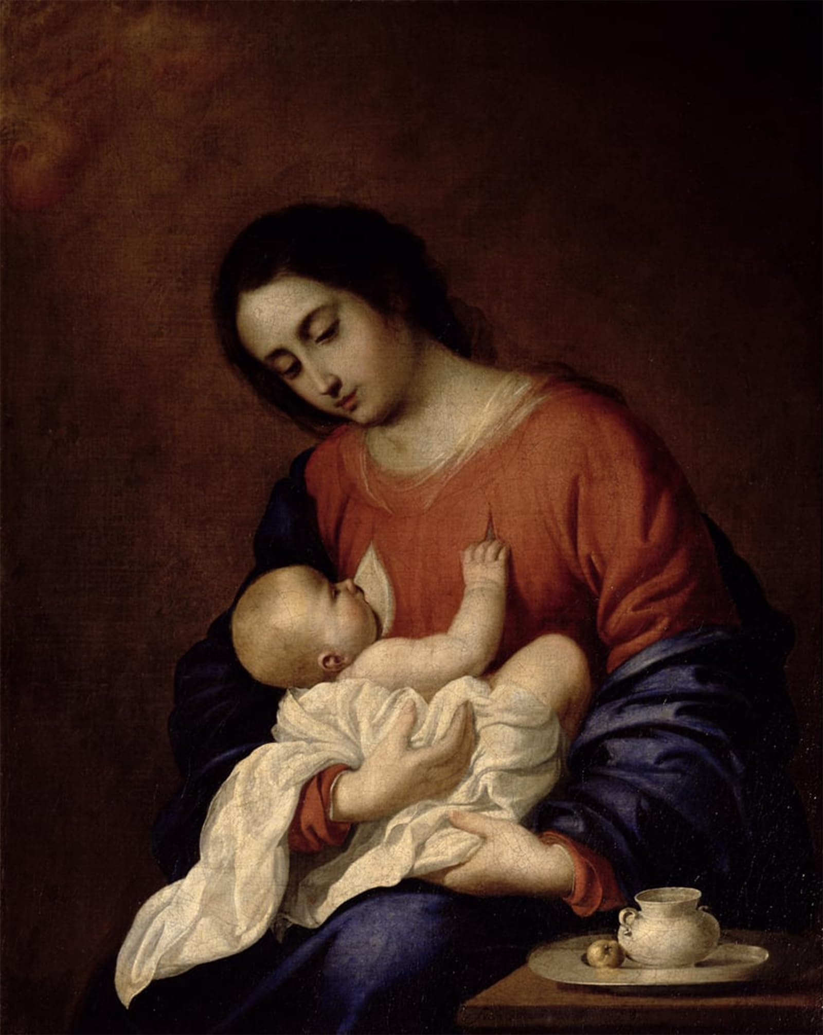POSTERIIk Vintage Art Print Images Pictures Print Virgin and Child by Francisco De Zurbaran Modern Colour Posters for Office Home Decor 60x90cm