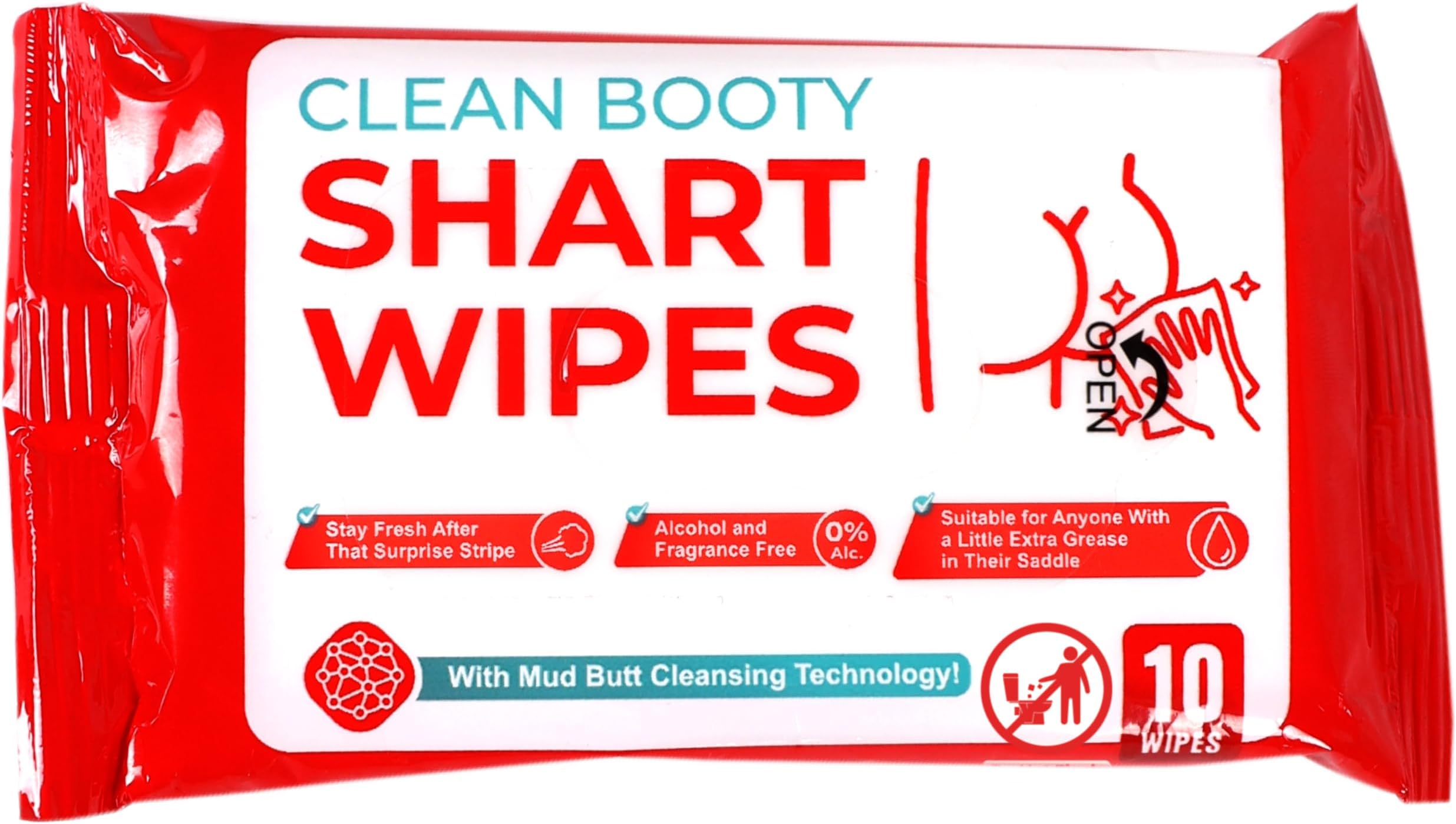 Funny Shart Butt Wipes 1Pk by Witty Yeti. 10 Ct Hilarious Potty Humor Wet Wipe Gag Gift. Functional Prank Pack Great for Friends or Family. Disposable Moist Towelettes for When Oops That Wasn't a Fart