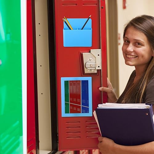 Miniatura 6 de Sintuff Juego de casilleros magnéticos de 6 piezas con tablero de borrado en seco, alfombra de piel, soporte magnético para marcador, clips