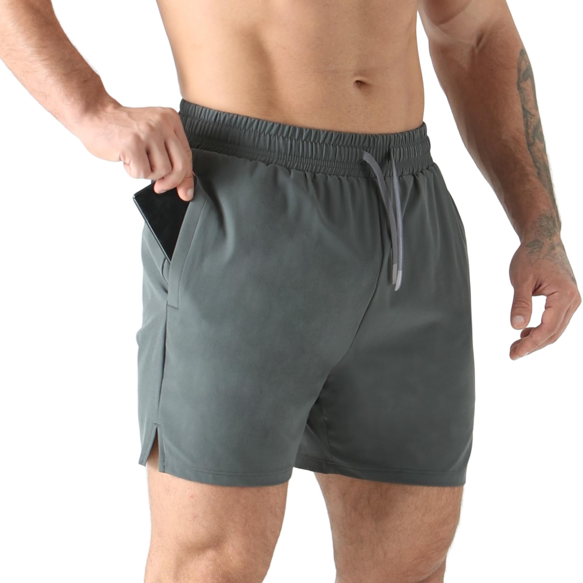 Jupmov Leichte Jogginghose Sport Shorts Herren Kurz 5 Inch mit Verdecktem Reißverschluss Tasche Trainingshose Short Hose