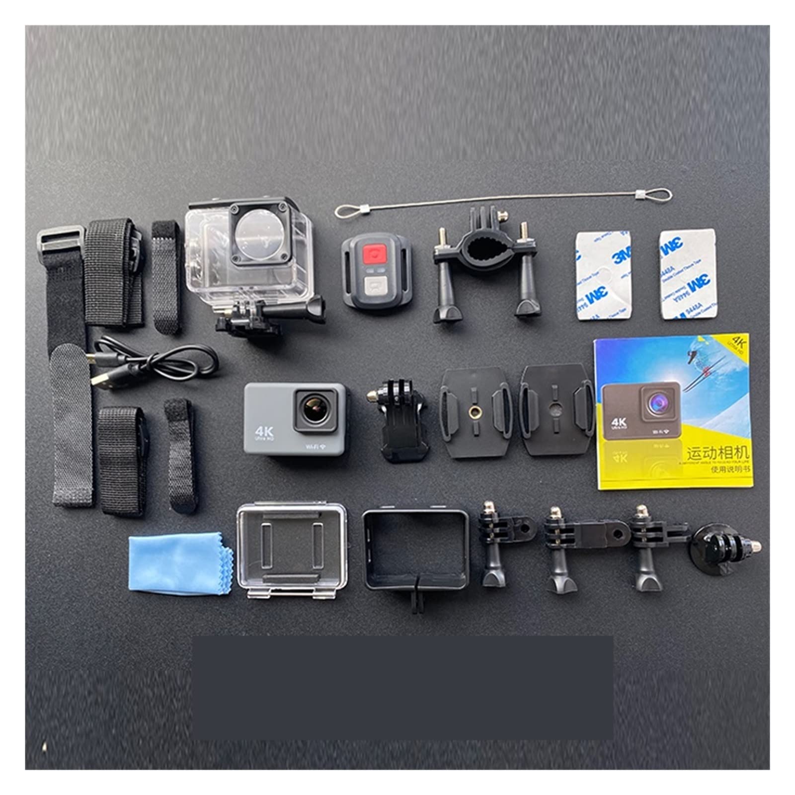 Action Cam, Videocamera d'azione Anti-Vibrazione 4K / 60FPS con Schermo del Telecomando Registratore di unità for Fotocamera Sportiva Impermeabile,All'aperto, Sport, Video(Action Camera-A)