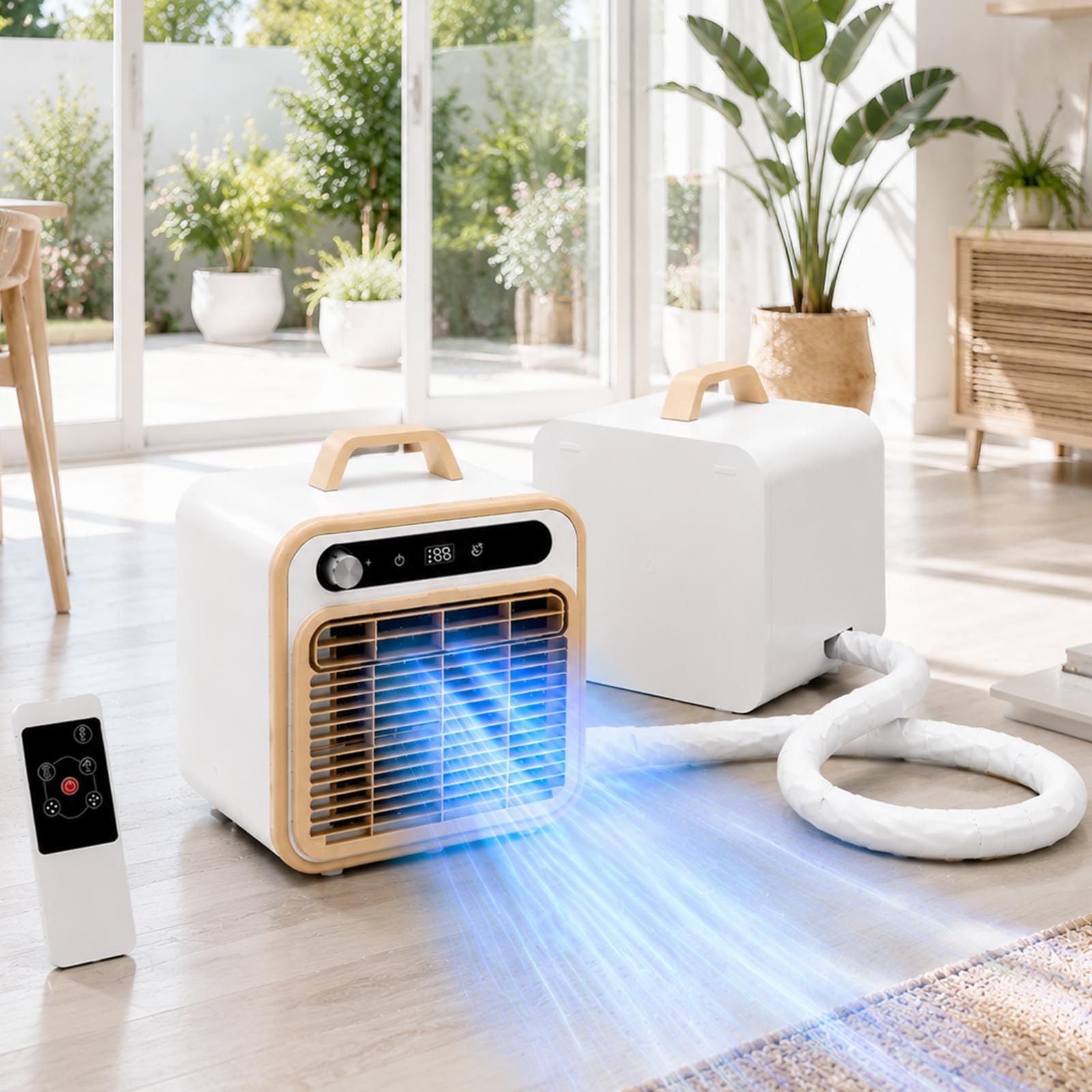 Sunseota 1500W Portable Split Air Conditioner, quiet (<40dB) tent AC for camping with 12-hour timer, touch/remote & app control; suitable for campers, RVs TouchInterfaceVersion+Remotecontrol-2M