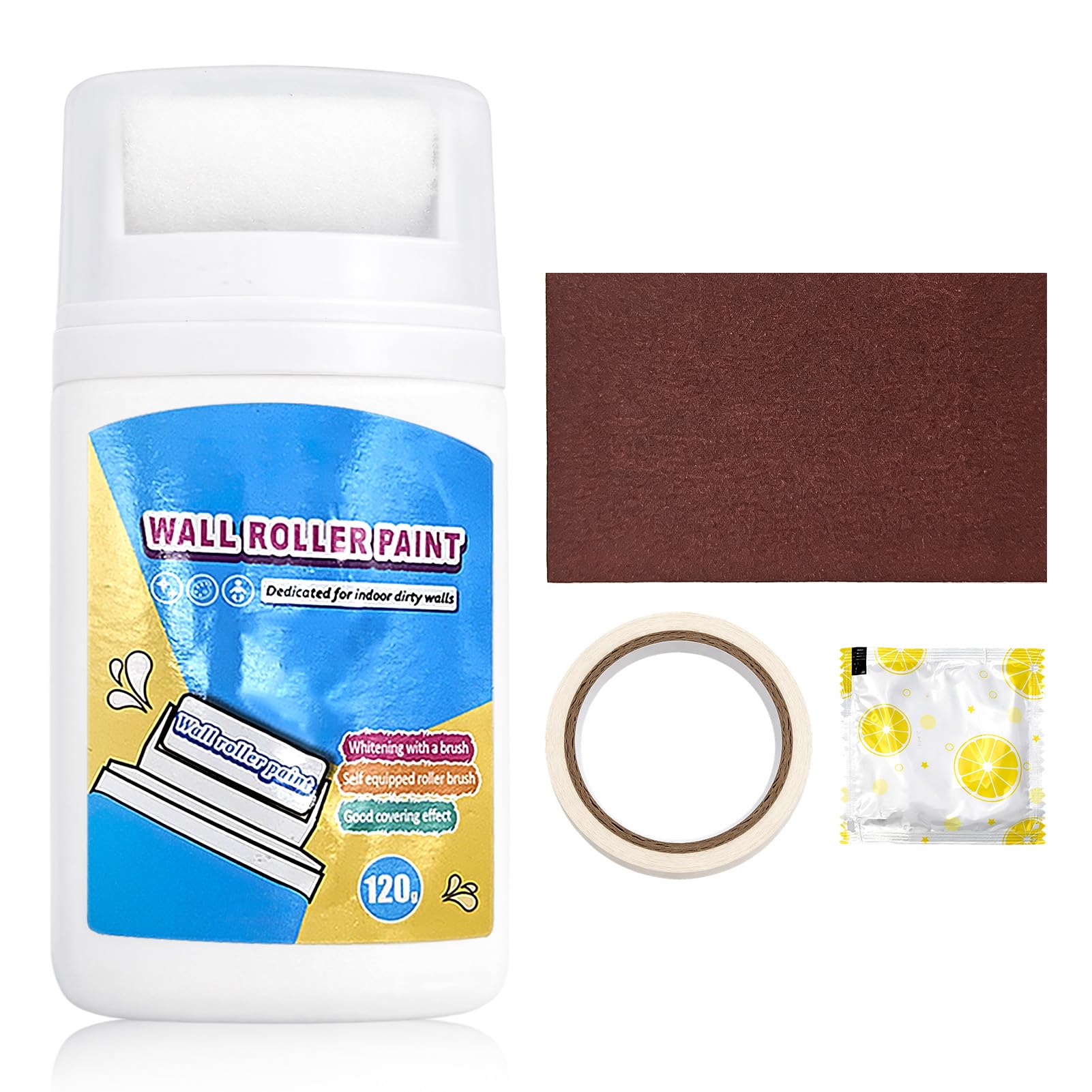 SureFly White Wall Paint Roller for Quick Repair, Fast-Drying Water-Based White Wall Paint with Integrated Roller Brush, Portable Wall Repair Kit for Covering Graffiti, Stains and Scratches