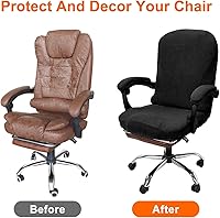 Vista 6 de SUNJOYCO Juego de fundas para silla de oficina, funda para silla de computadora con funda para reposabrazos, protector universal extraíble