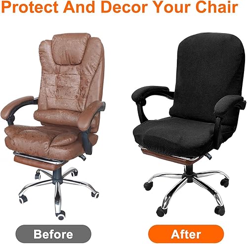 Miniatura 6 de SUNJOYCO Juego de fundas para silla de oficina, funda para silla de computadora con funda para reposabrazos, protector universal extraíble