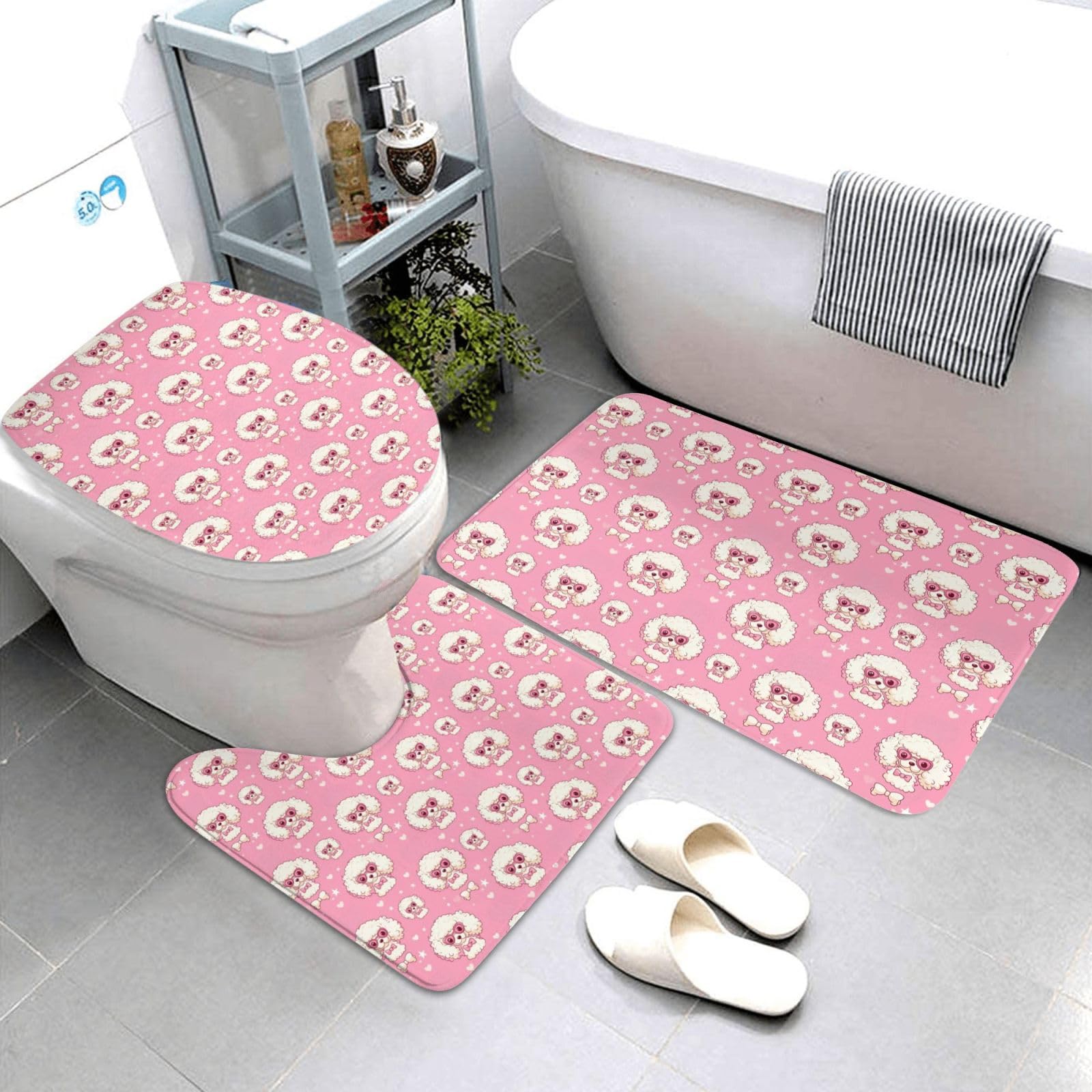 Tapis de salle de bain motif caniche pour une ambiance douce
