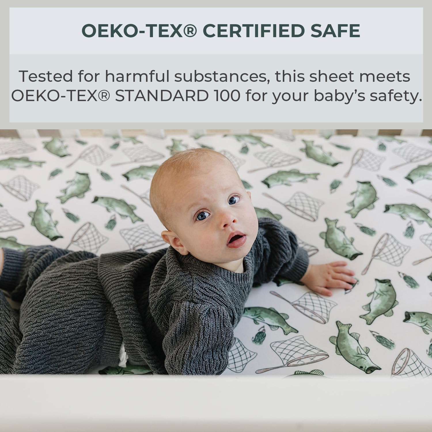 Pobibaby – 2 Pack Crib Sheets for Boys, Premium Fitted Baby Boy Crib Sheets for Standard Crib Mattress – Ultra-Soft Jersey Knit, Safe and Snug, Stylish Design (Gone Fishing) - Image 5