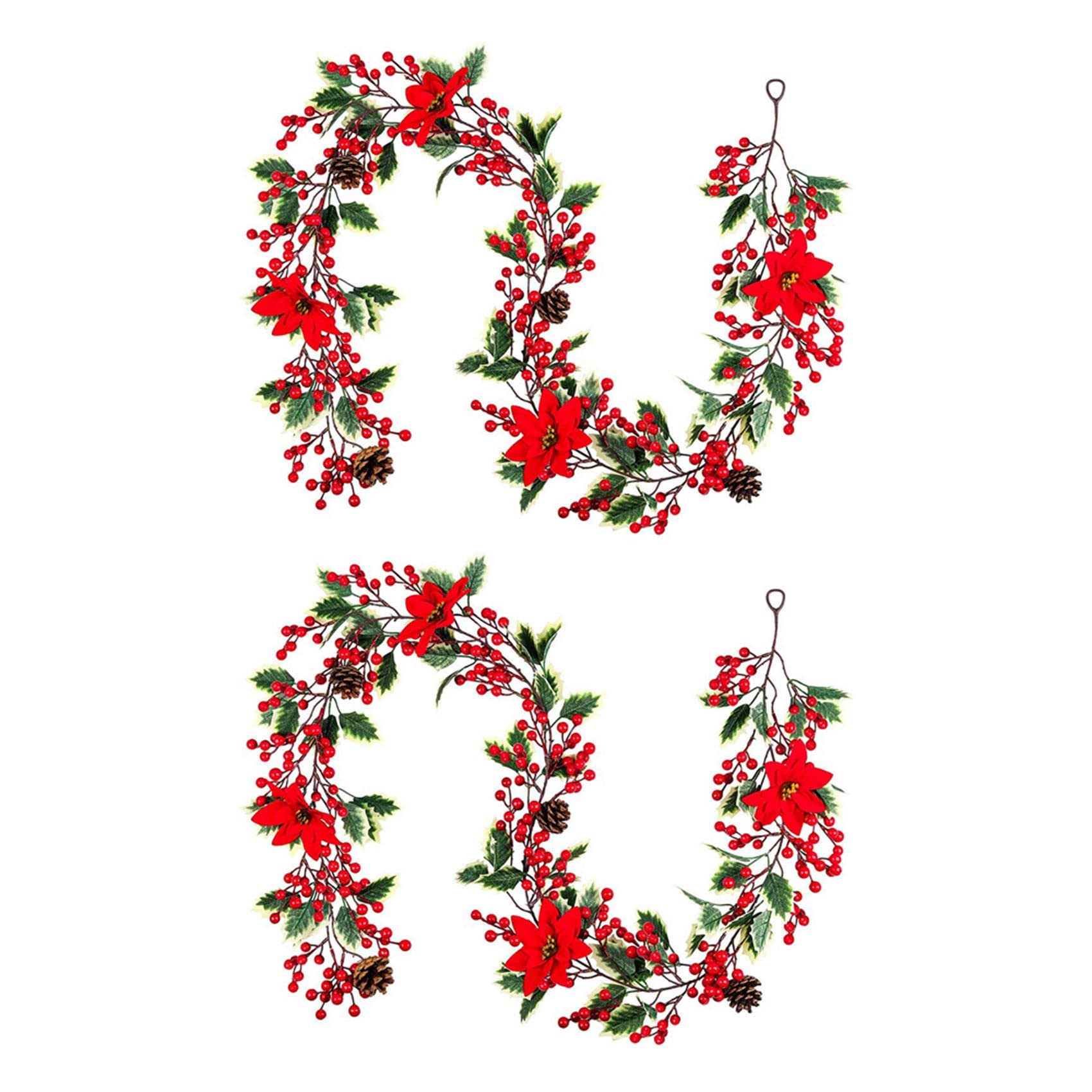 Guirlande de poinsettia artificielle premium aux finitions réalistes et durables