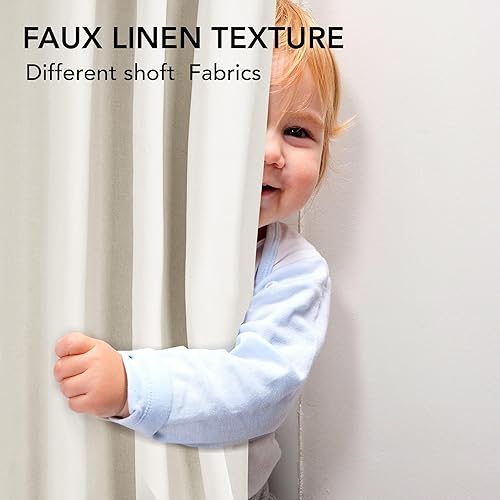 Miniatura 3 de Deconovo Cortinas opacas totales de lino sintético, para oscurecer la habitación, con aislamiento térmico, reducción de ruido, cortinas de