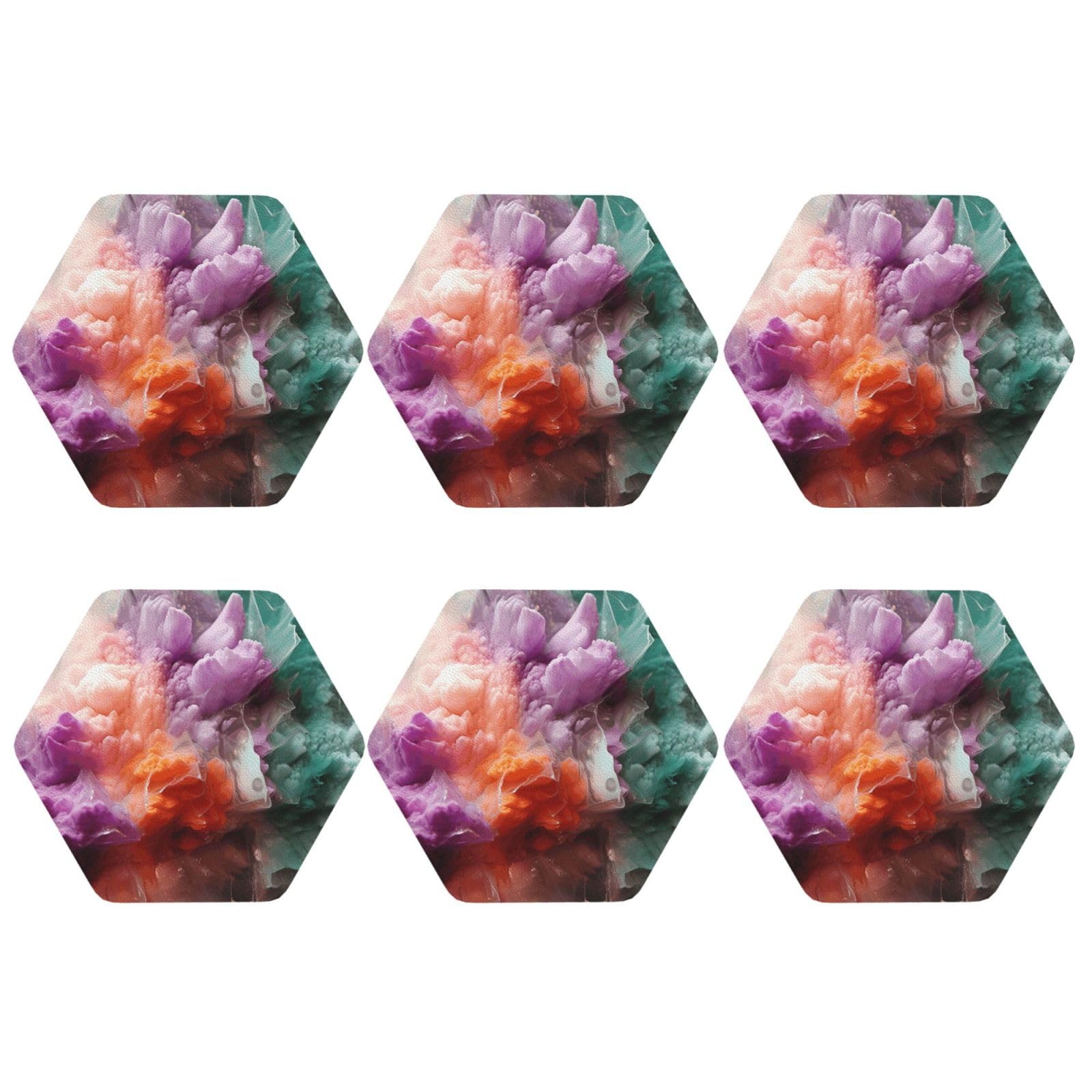 6pcs Leather Coasters for Drinks, Colorful Drink Coasters for Tabletop Protection, 4" Cup Coasters for Coffee Table Decor, Non-Slip Drinking Cup Mat for Hot Or Cold Drink