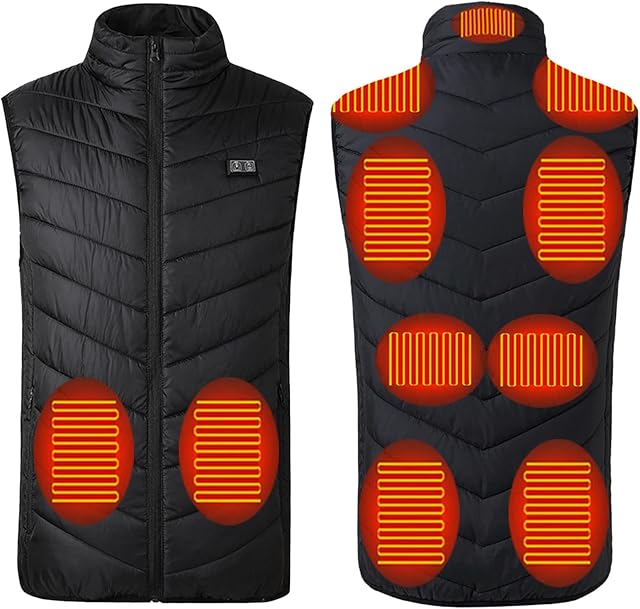 Fossean Tool Vest Mens Heated Gilet with Power Pack Included Fur Coats Mens Puffer Jacket with Hood Heated Body Warmer Mens Comfy Hoodie Heated+Throw+Blanket