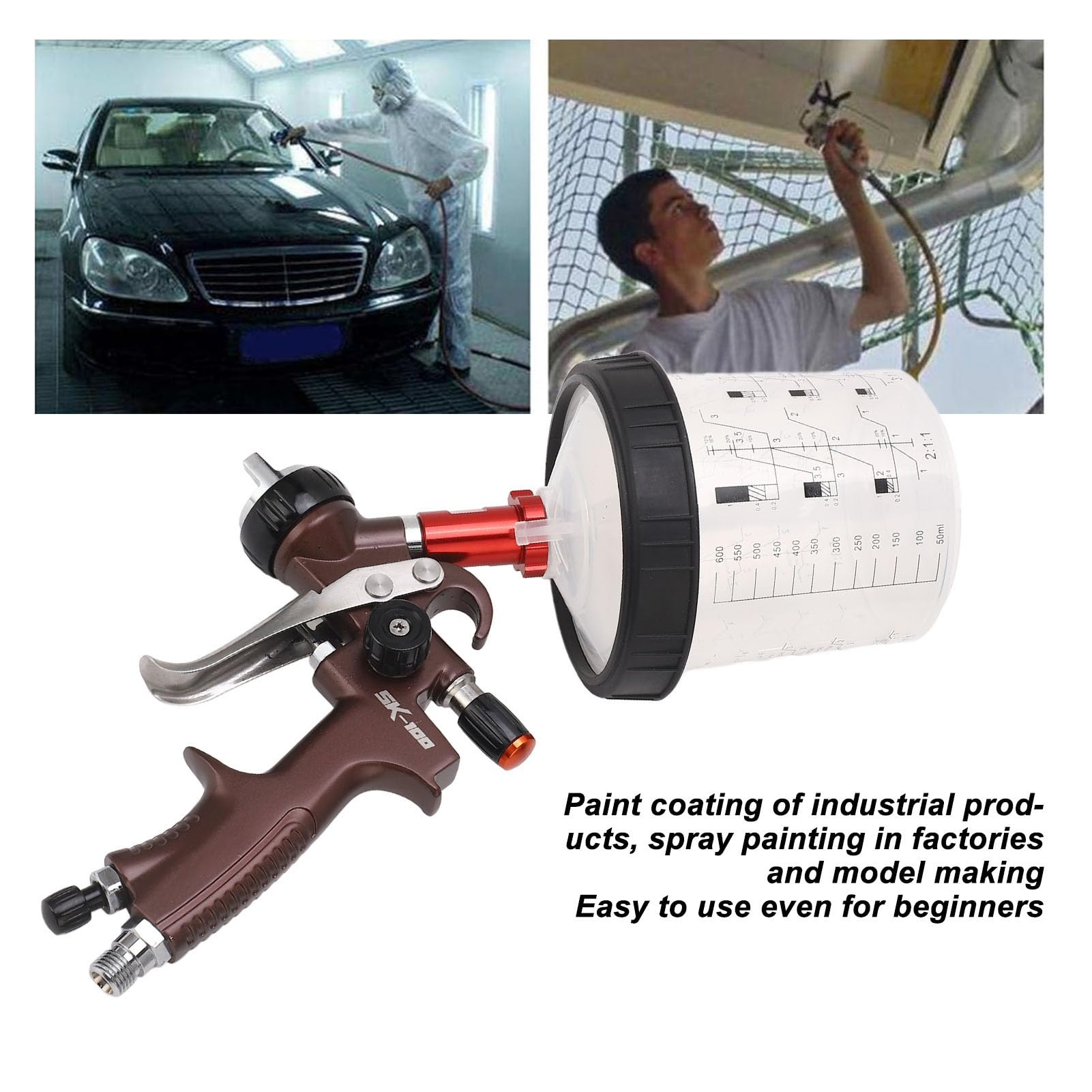 Pistola per Verniciatura per Auto, Spruzzatore per Vernice Ad Alta Atomizzazione con Rivestimento in PTFE, Finitura Professionale, per Automobili, Mobili, ecc., Trasferimento