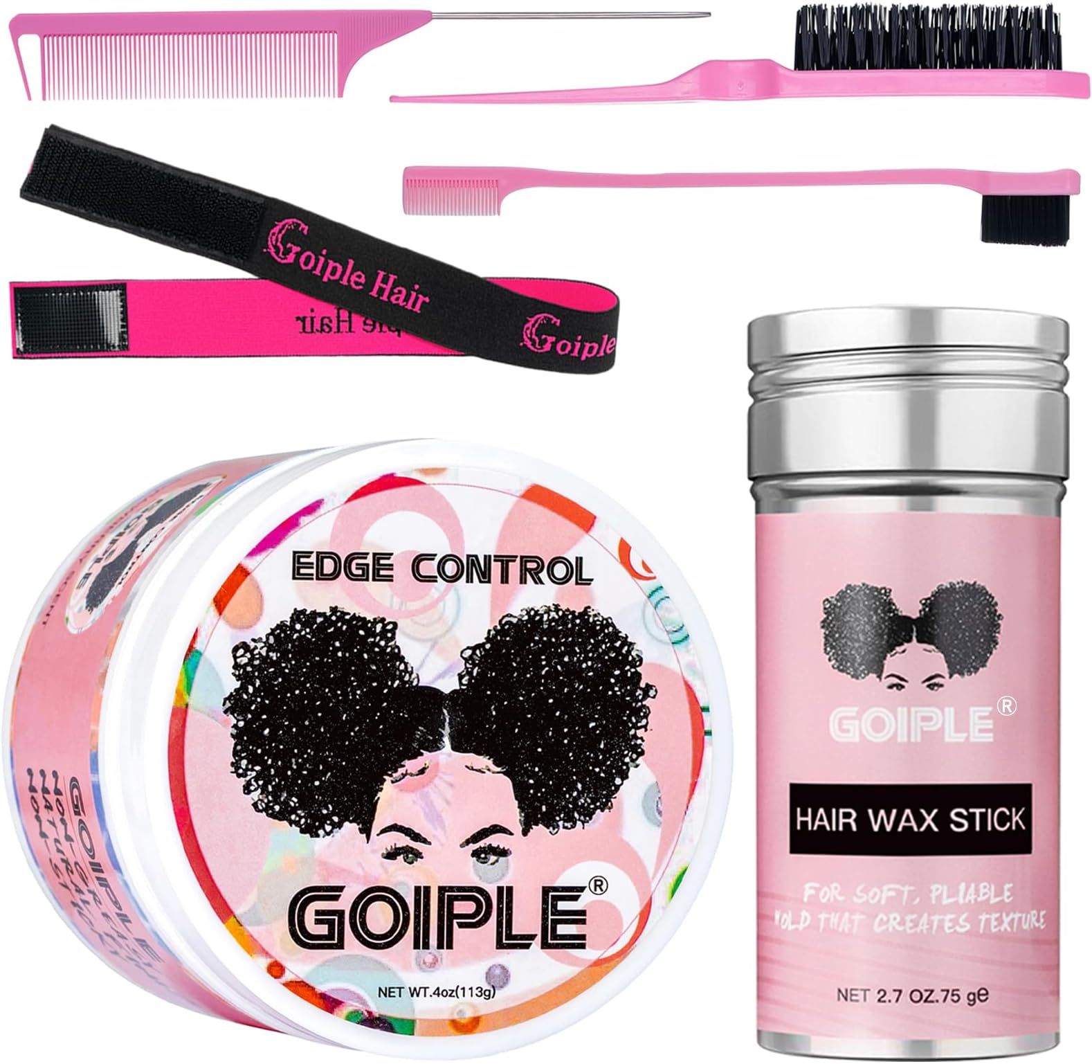 Strong Hold Non-Greasy Edge Control Gel and Wax Stick with Hair Comb for All Hair Types - No Flaking Edge Wax for Styling Black Hair Wigs